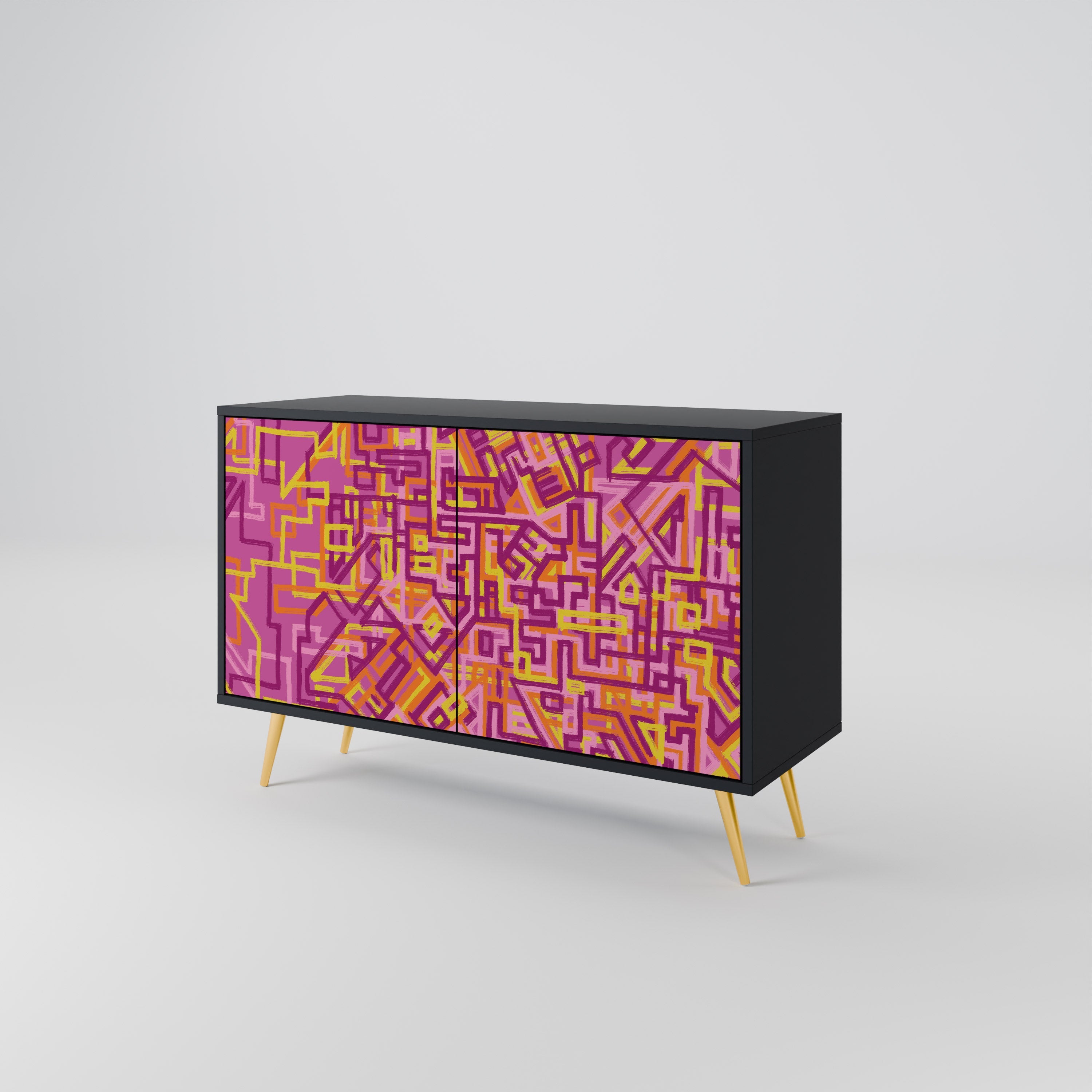 LOVELY MEMORIES 2-Door Sideboard in Black Finish
