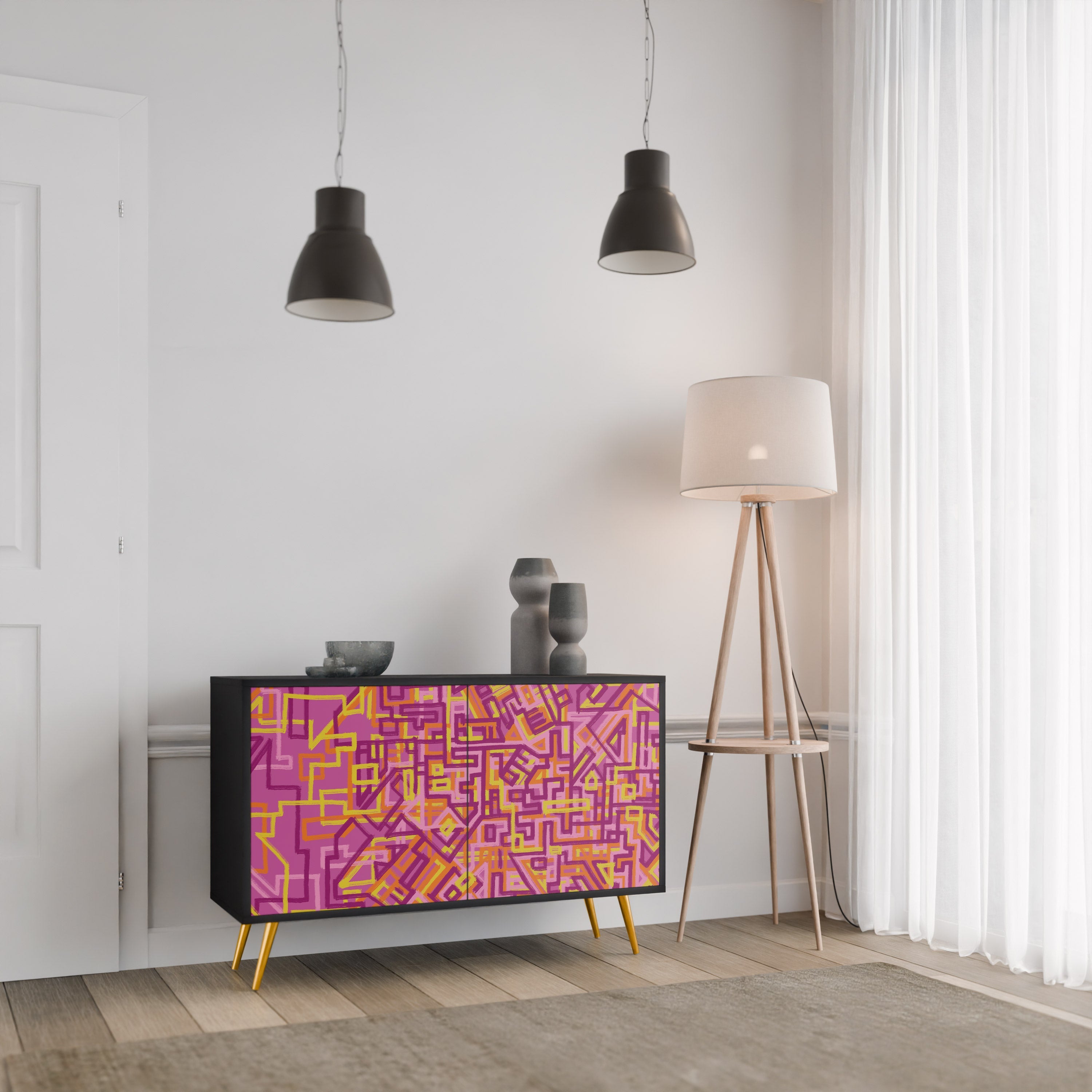 LOVELY MEMORIES 2-Door Sideboard in Black Finish