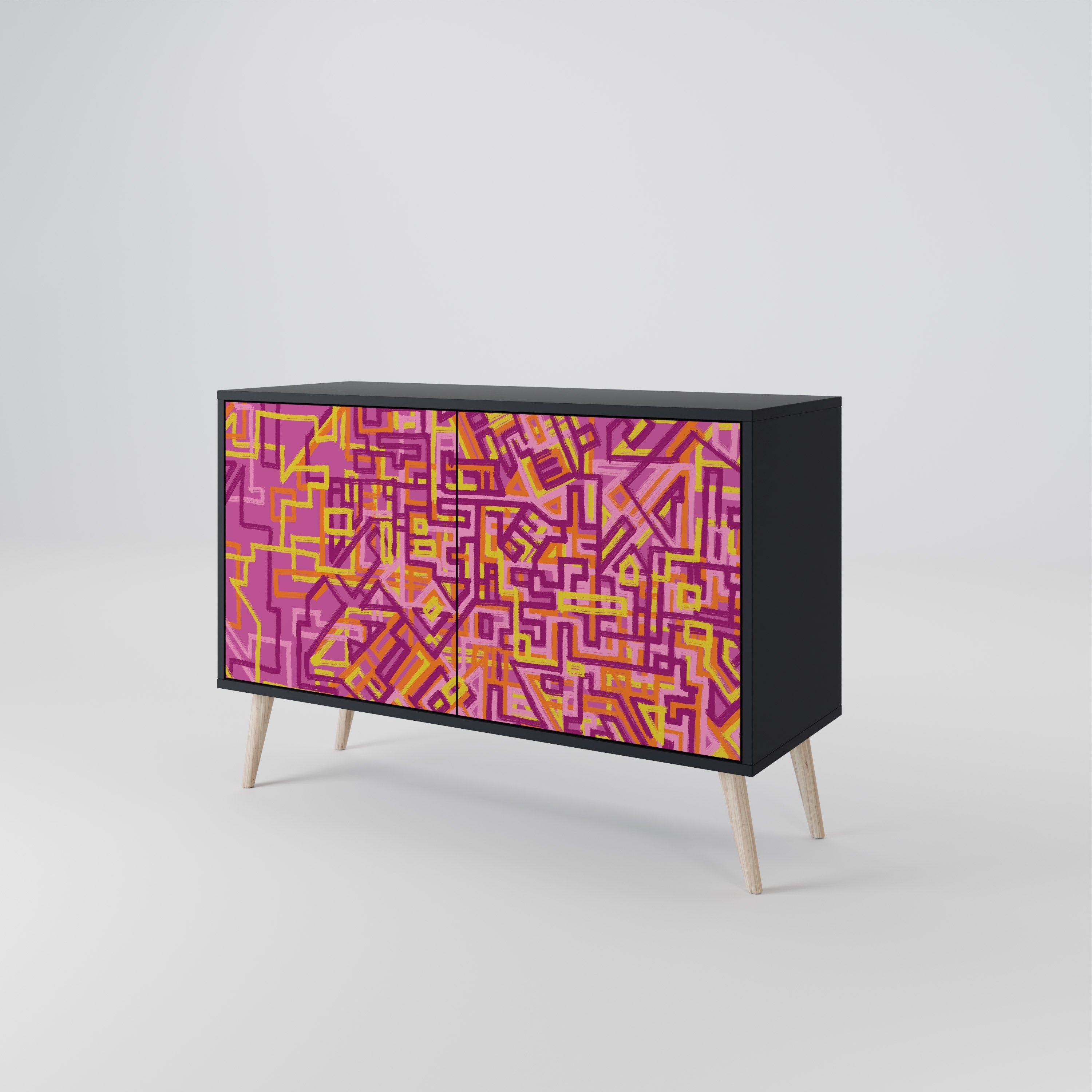 LOVELY MEMORIES 2-Door Sideboard in Black Finish