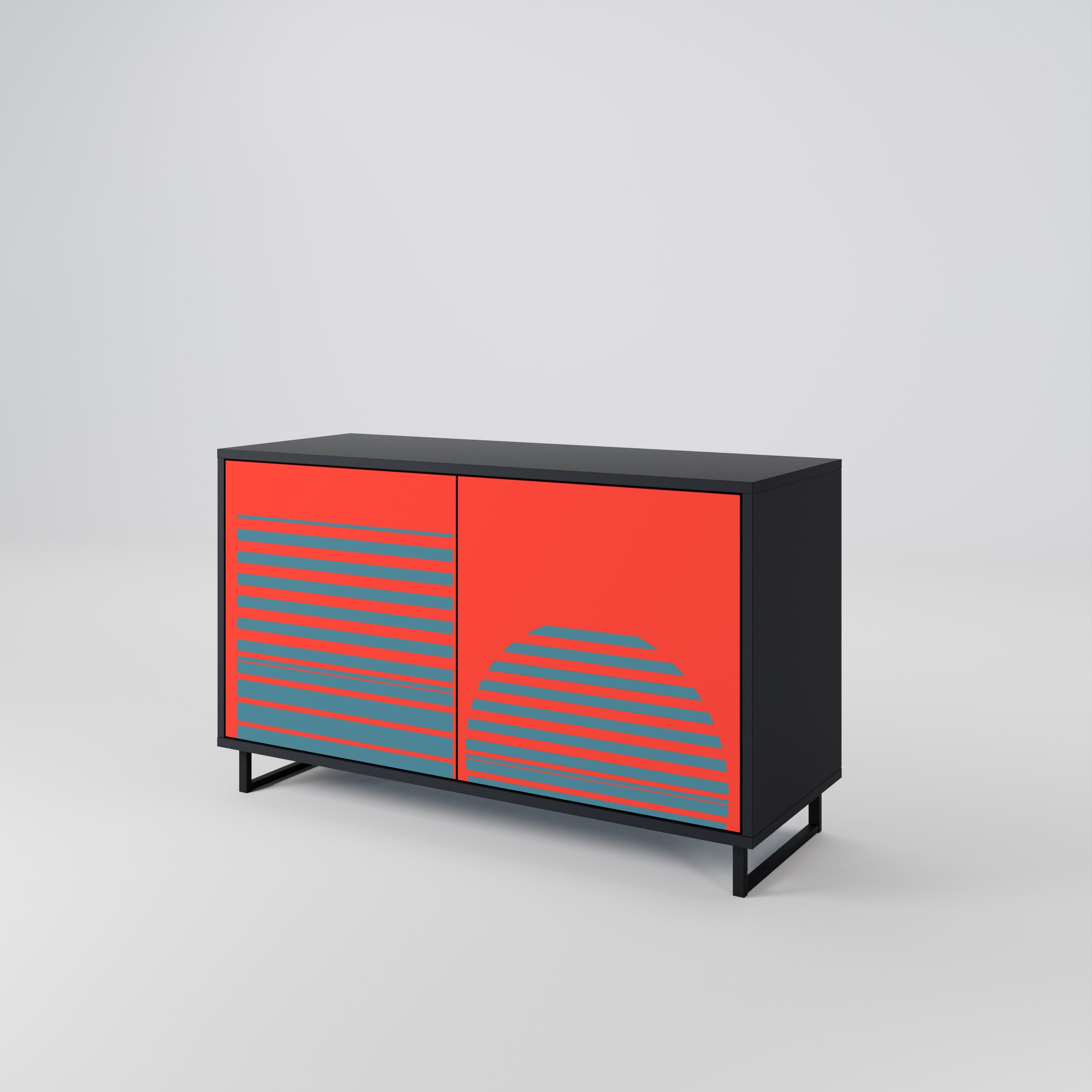 RISING GEOMETRY STARS 2-Door Sideboard in Black Finish