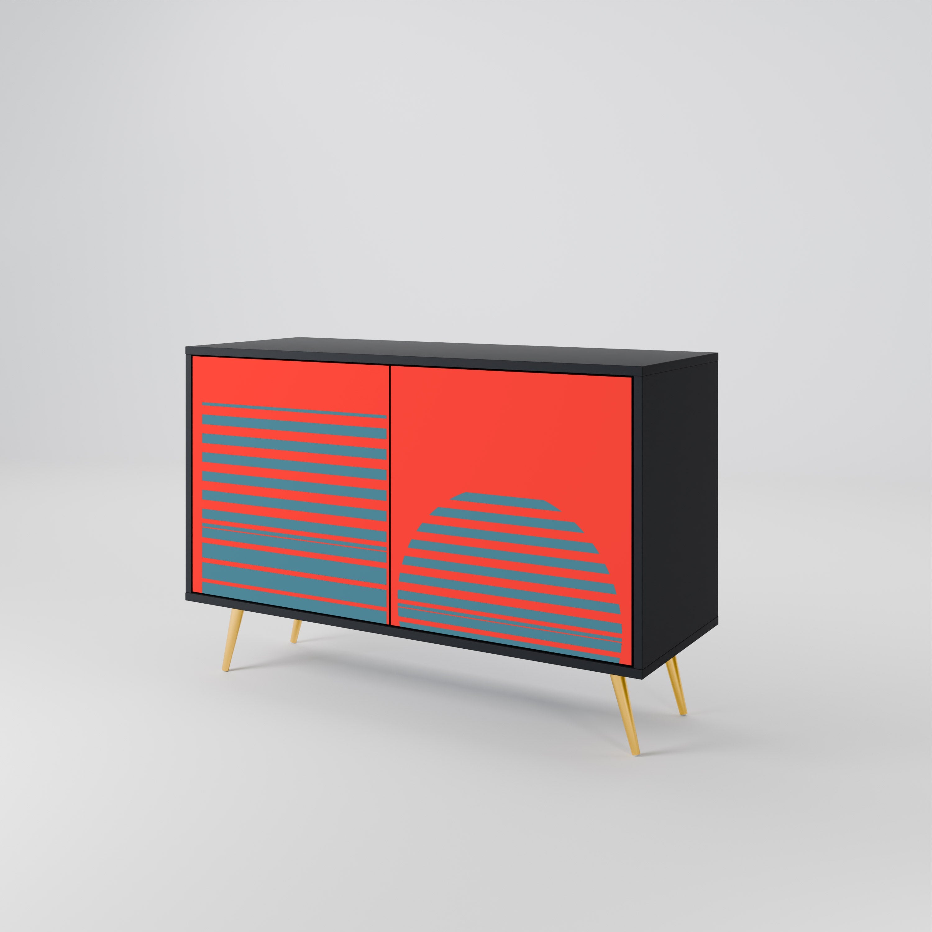 RISING GEOMETRY STARS 2-Door Sideboard in Black Finish