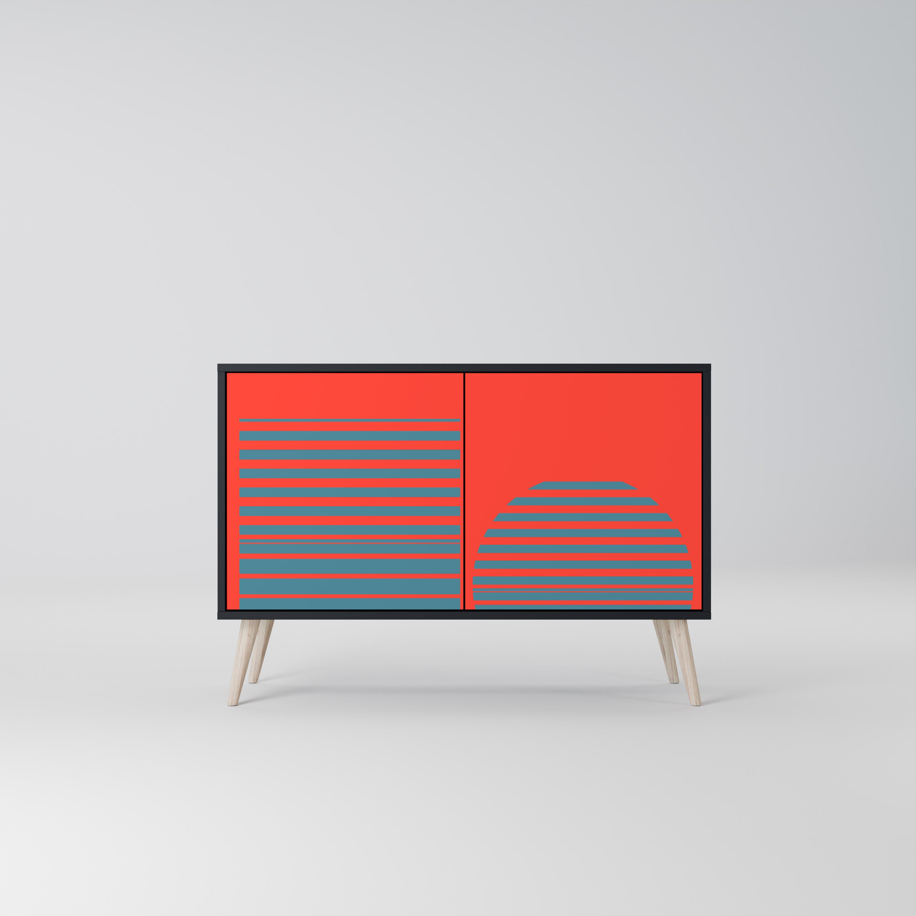 RISING GEOMETRY STARS 2-Door Sideboard in Black Finish