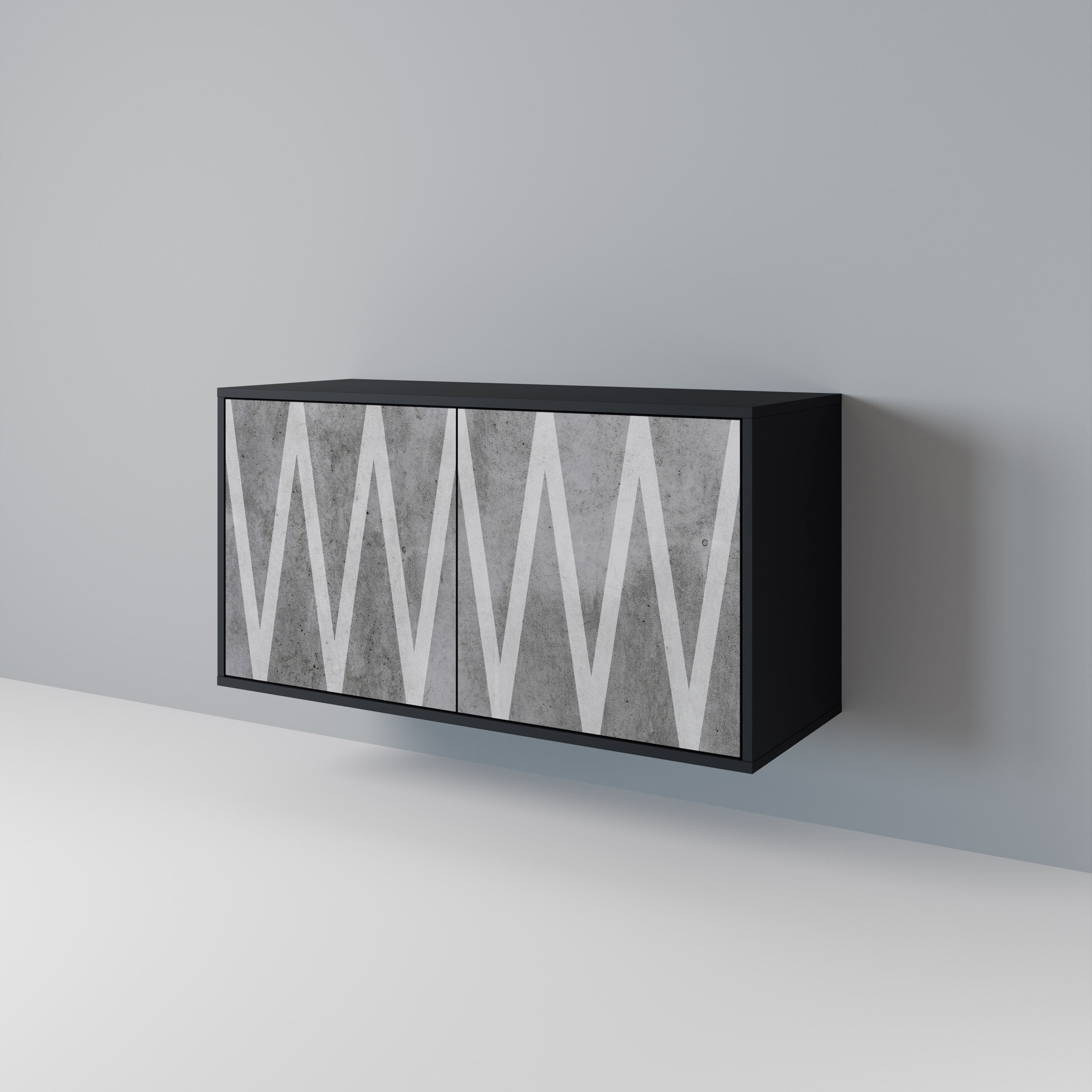 SOLID ZIG ZAG 2-Door Sideboard in Black Finish