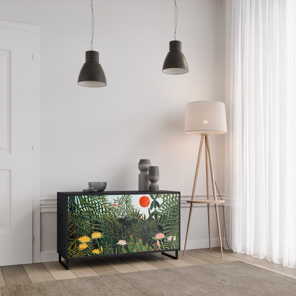 VIRGIN FOREST WITH SUNSET 2-Door Sideboard in Black Finish