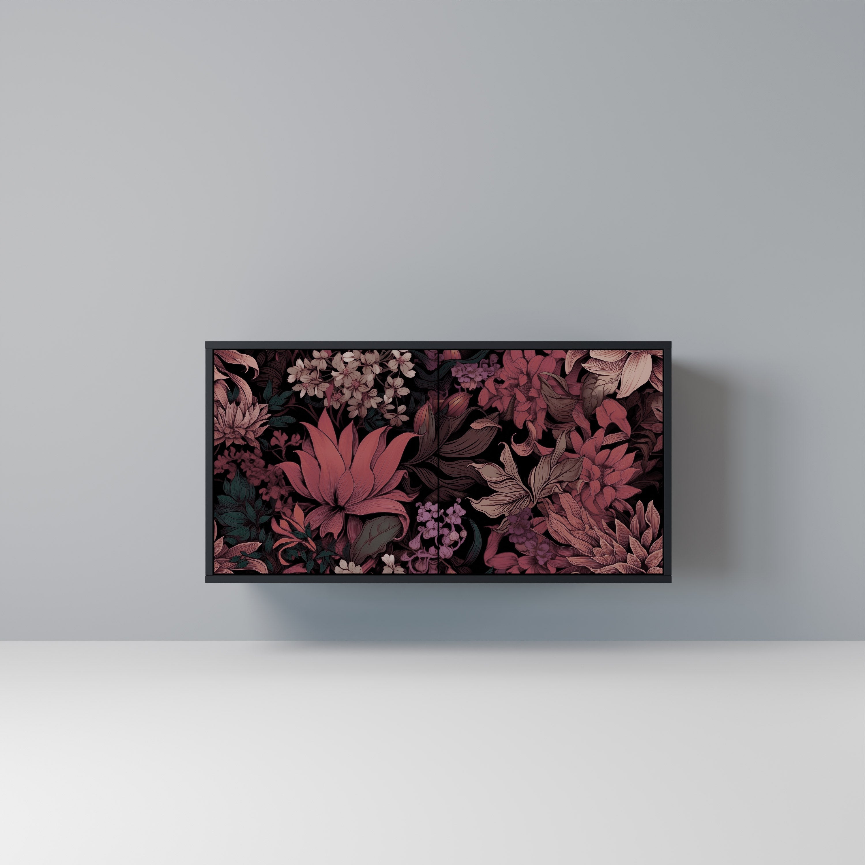 Μπουφές FLORAL WHISPER με 2 πόρτες σε μαύρο φινίρισμα