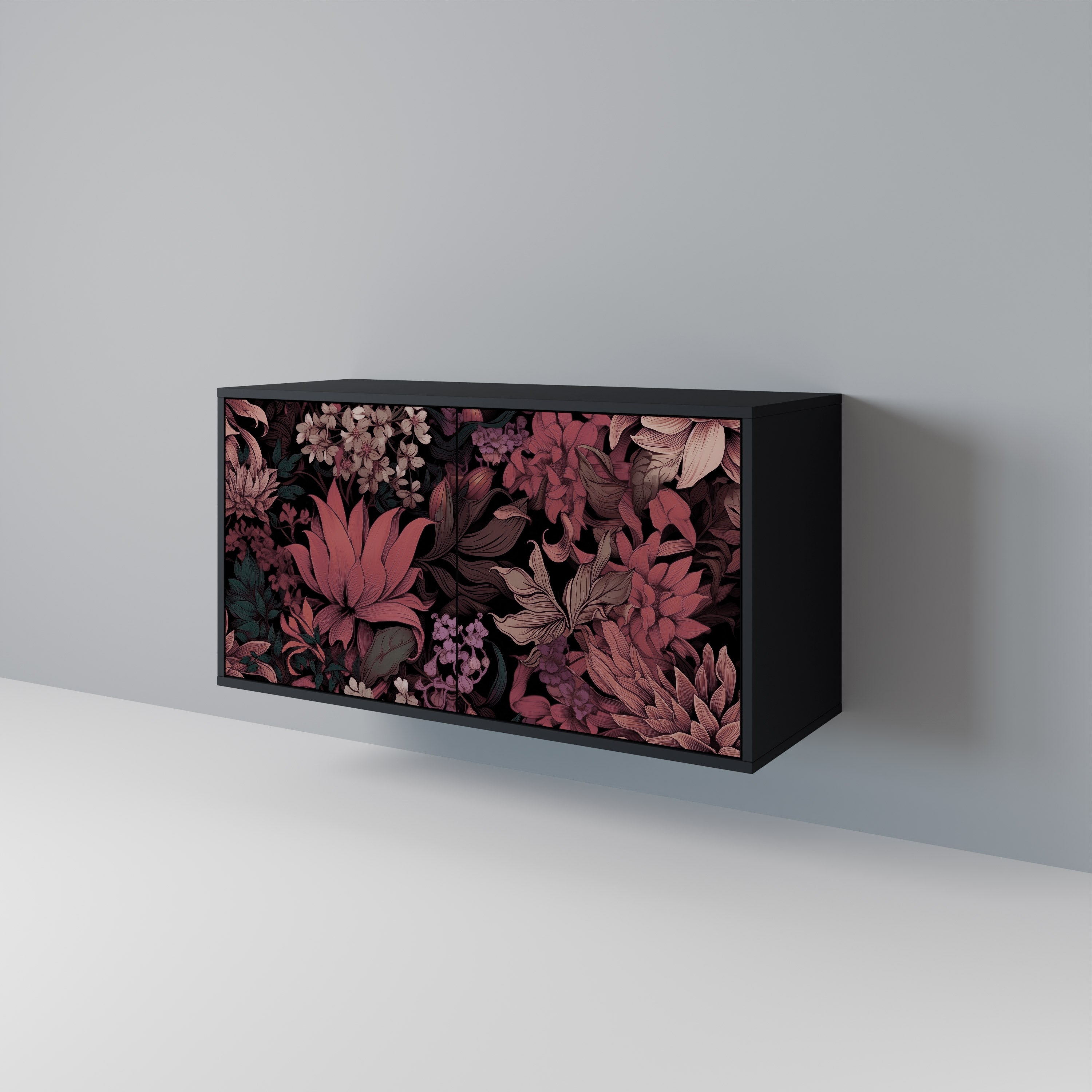 Μπουφές FLORAL WHISPER με 2 πόρτες σε μαύρο φινίρισμα