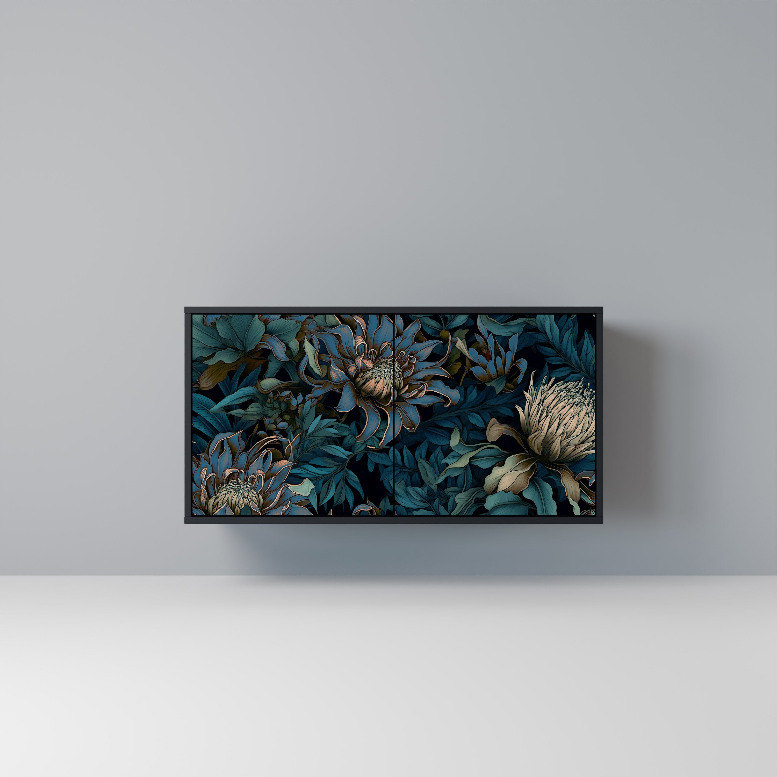 Μπουφές TWILIGHT BLOOM με 2 πόρτες σε μαύρο φινίρισμα
