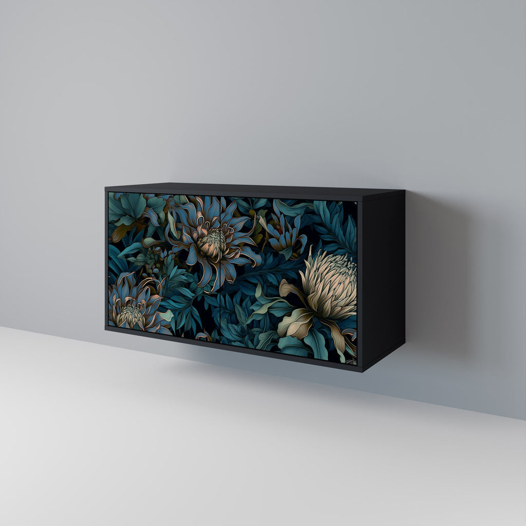 TWILIGHT BLOOM 2-Door Sideboard in Black Finish