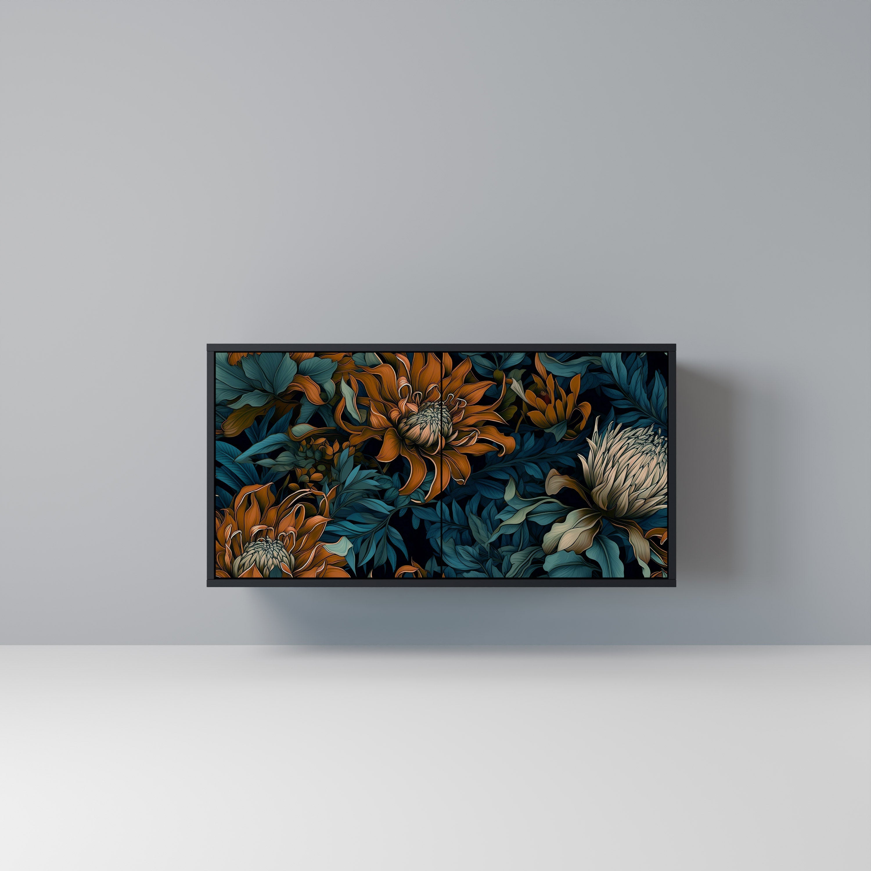 Μπουφές MORNING BLOOM με 2 πόρτες σε μαύρο φινίρισμα