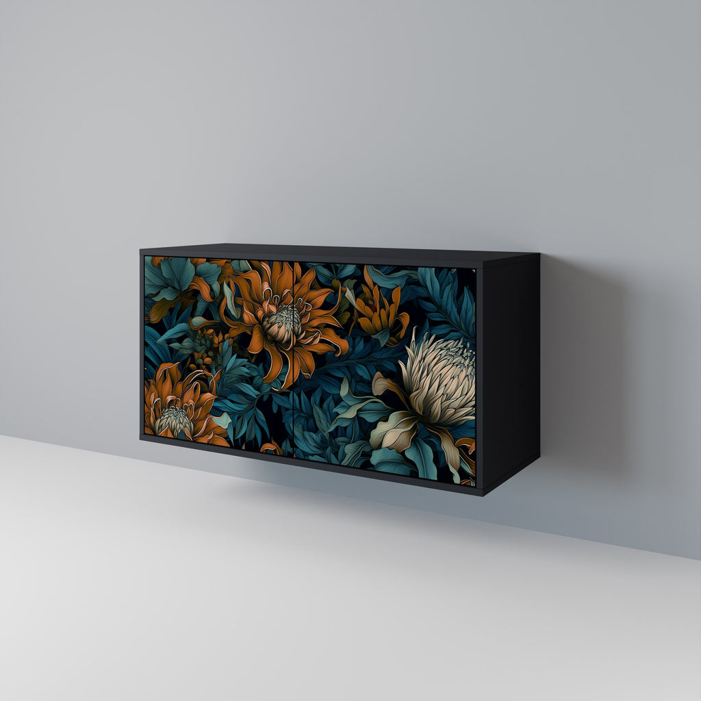MORNING BLOOM 2-Door Sideboard in Black Finish