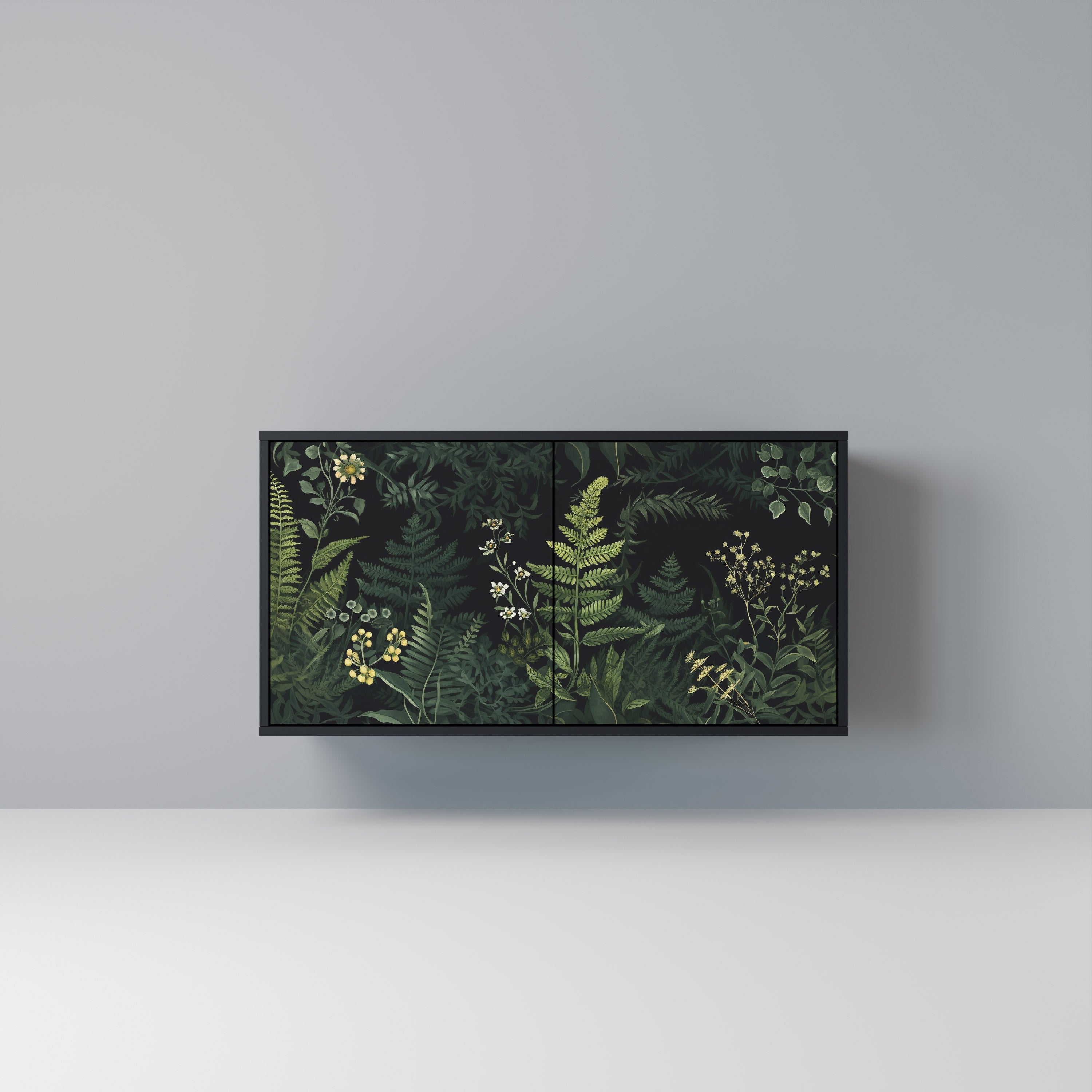 Μπουφές FERN FLOWERS με 2 πόρτες σε μαύρο φινίρισμα