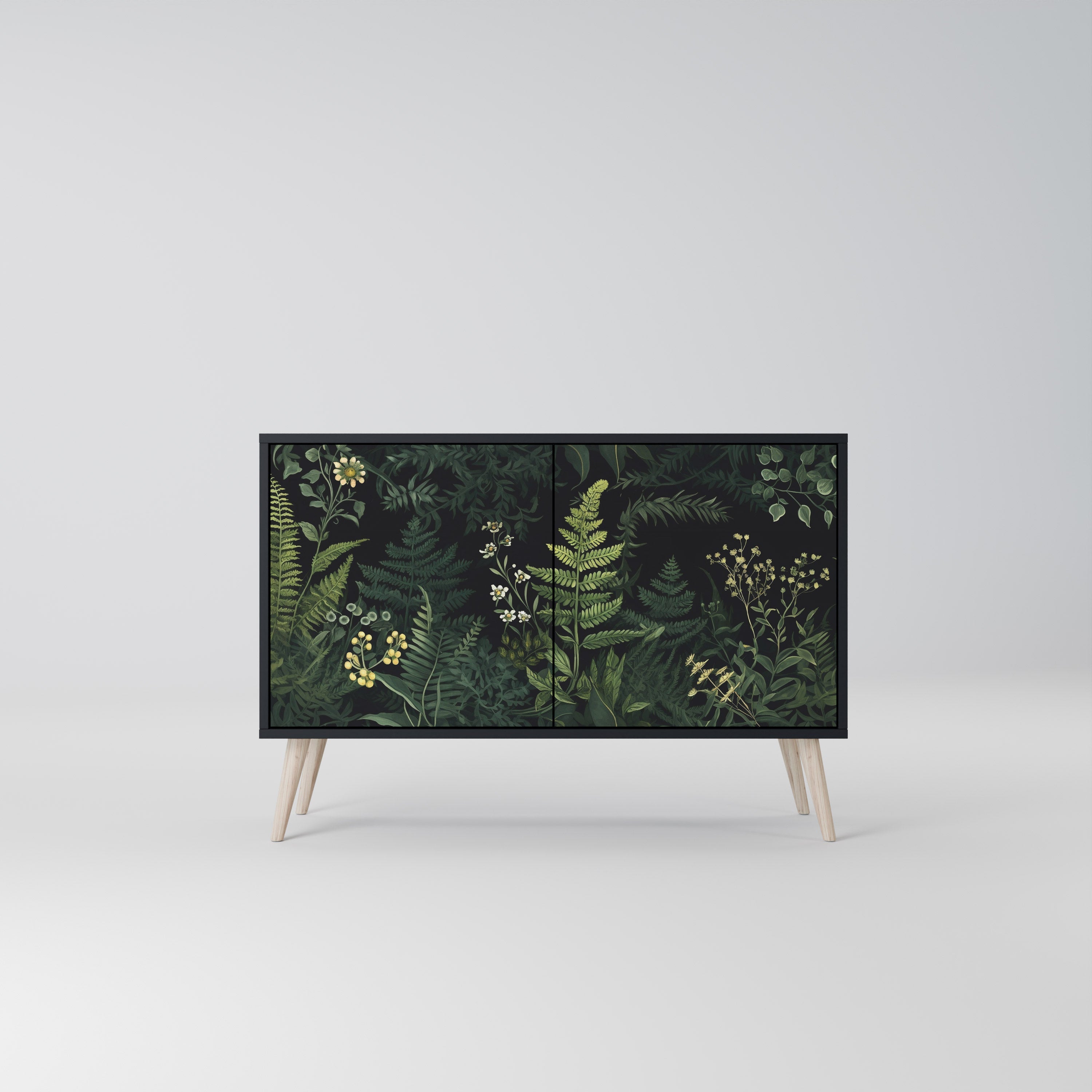 Μπουφές FERN FLOWERS με 2 πόρτες σε μαύρο φινίρισμα