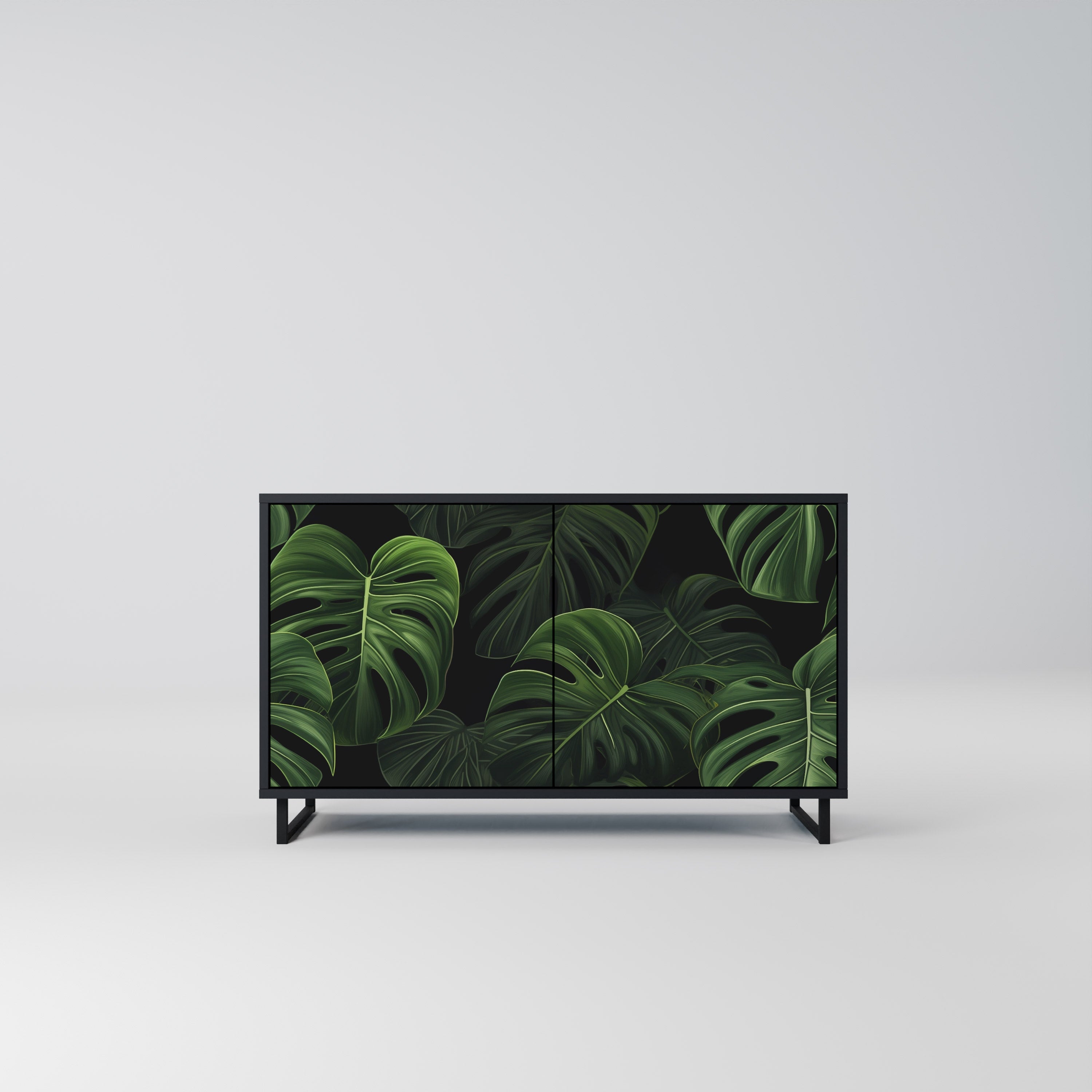 Μπουφές INFINITE MONSTERA με 2 πόρτες σε μαύρο φινίρισμα