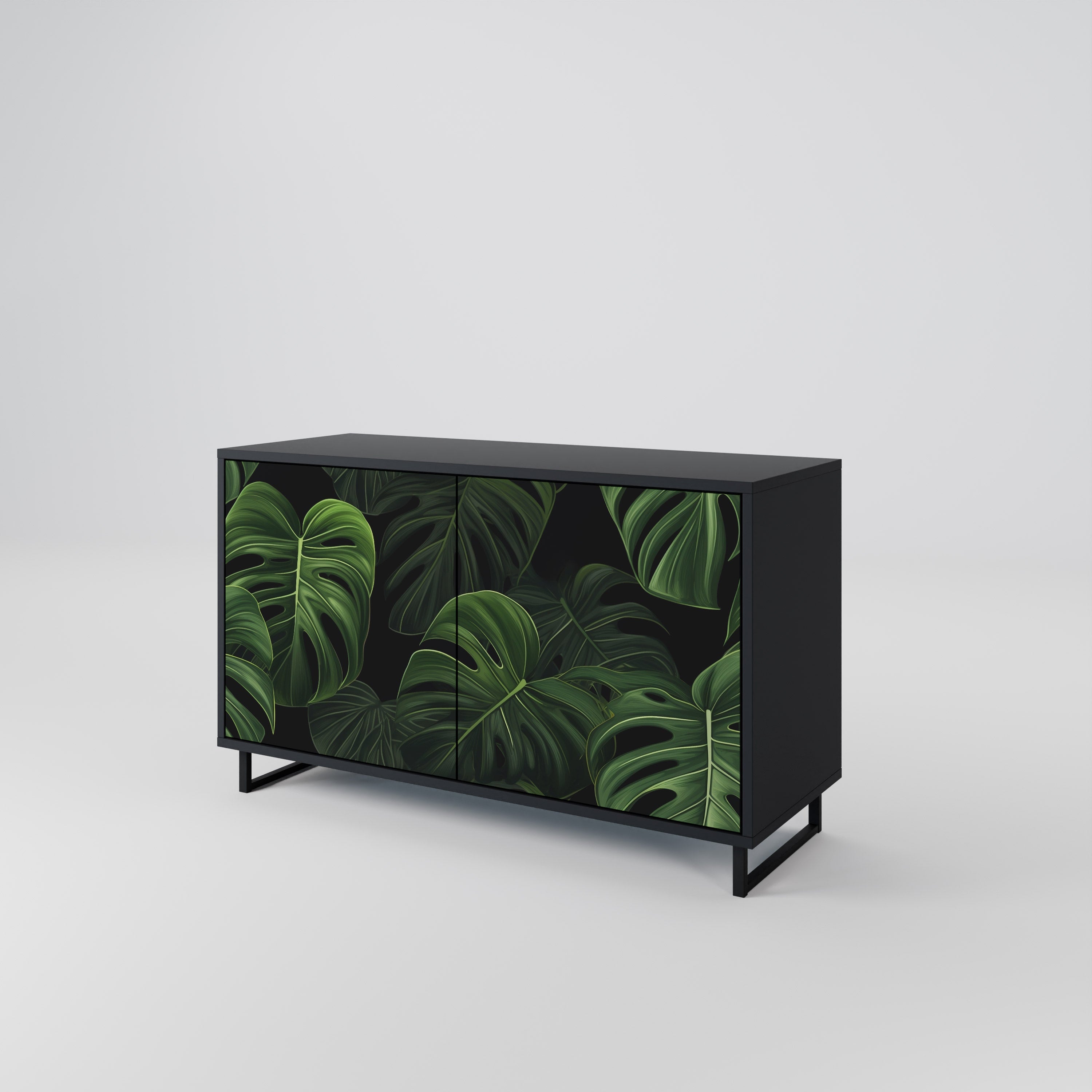 Μπουφές INFINITE MONSTERA με 2 πόρτες σε μαύρο φινίρισμα
