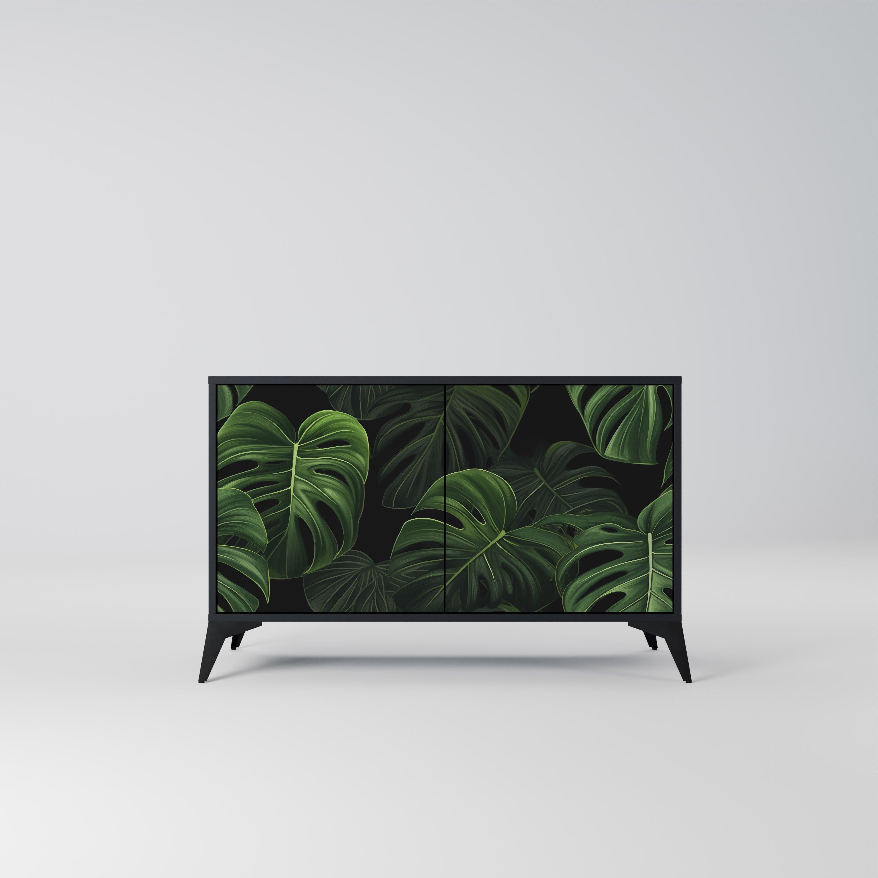 Μπουφές INFINITE MONSTERA με 2 πόρτες σε μαύρο φινίρισμα