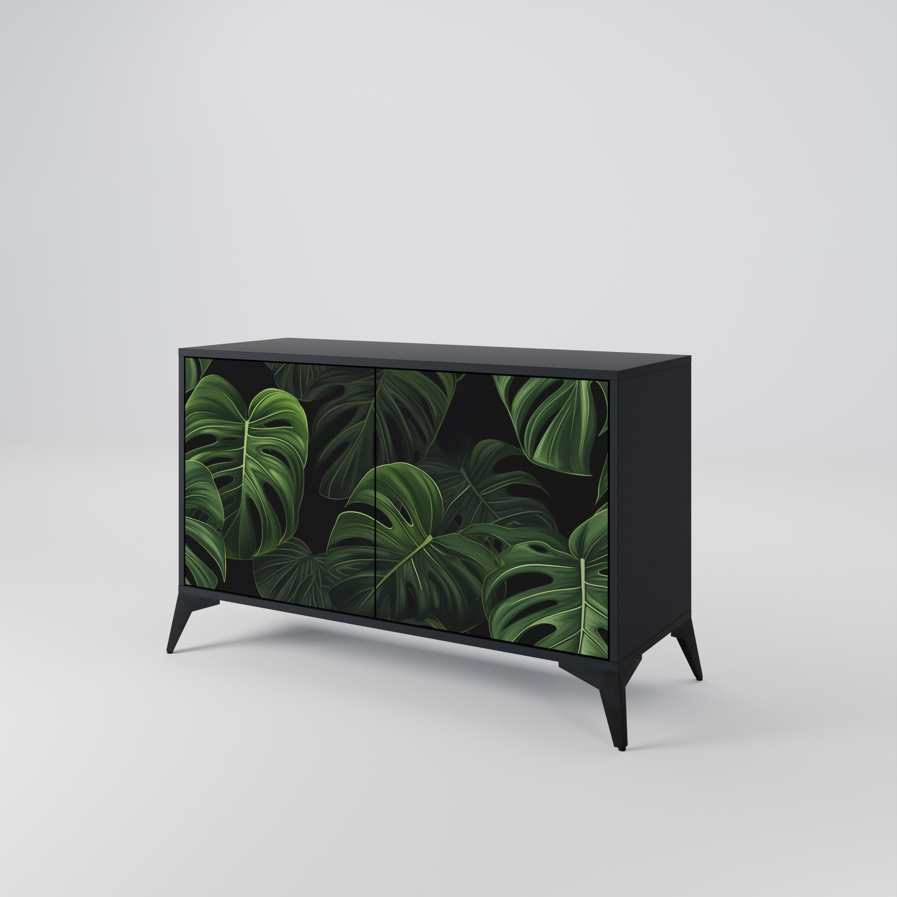 Μπουφές INFINITE MONSTERA με 2 πόρτες σε μαύρο φινίρισμα