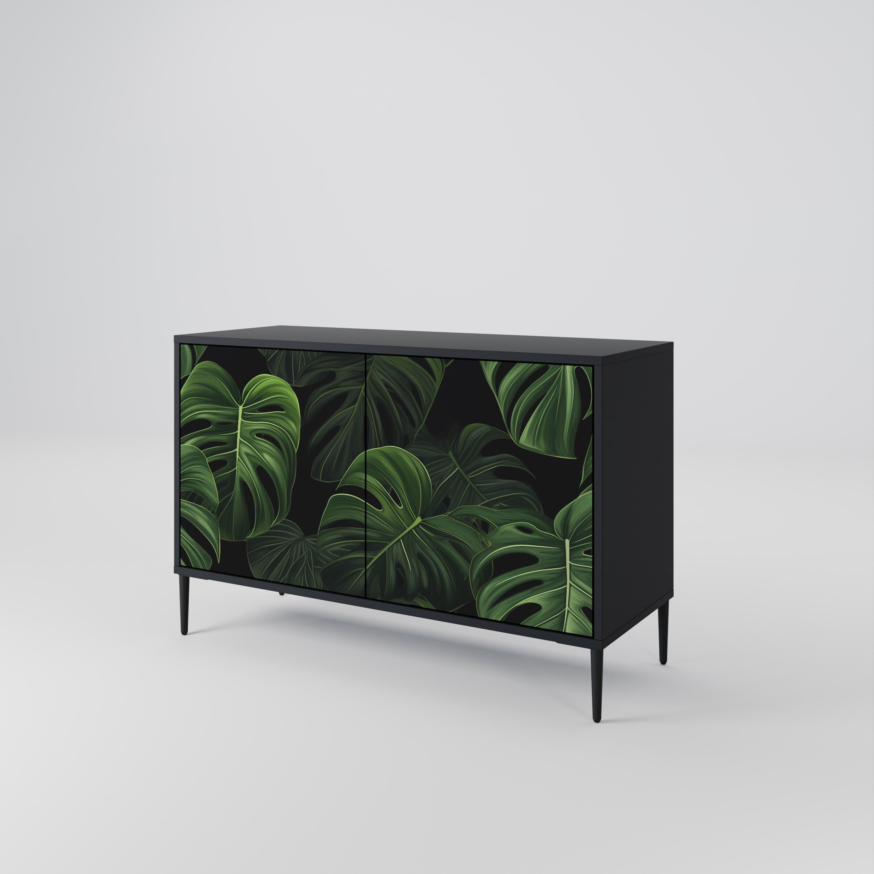 Μπουφές INFINITE MONSTERA με 2 πόρτες σε μαύρο φινίρισμα
