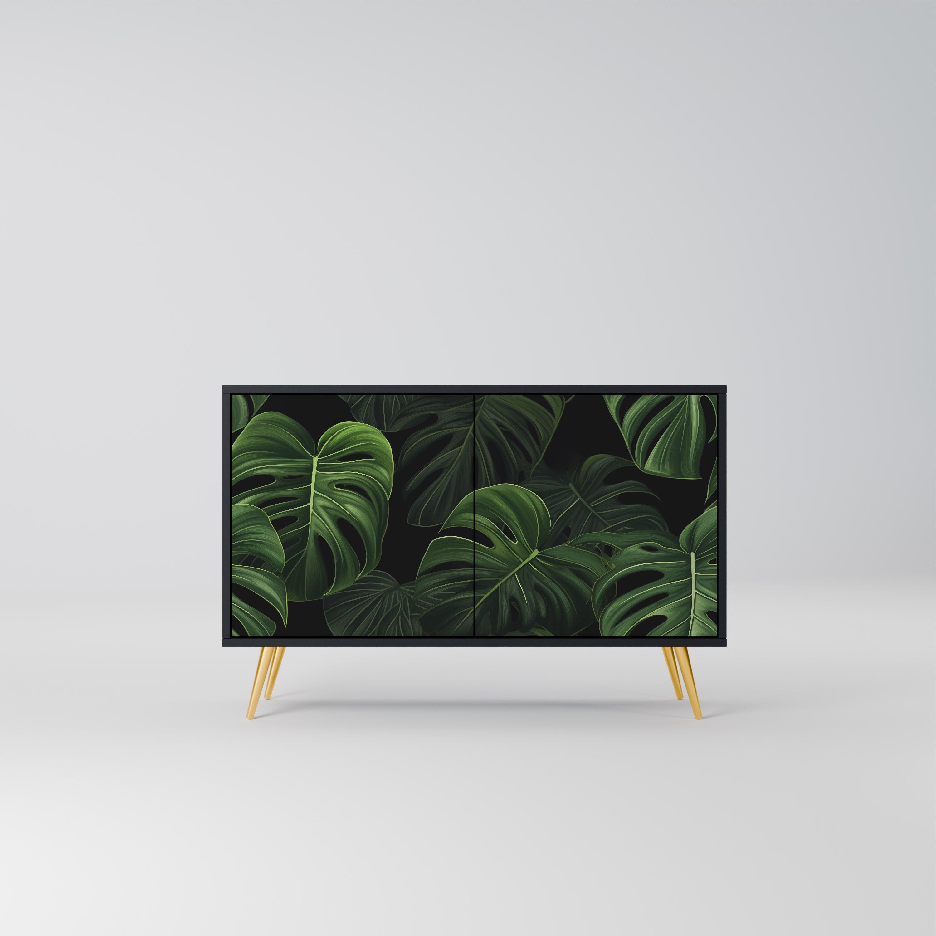 Μπουφές INFINITE MONSTERA με 2 πόρτες σε μαύρο φινίρισμα