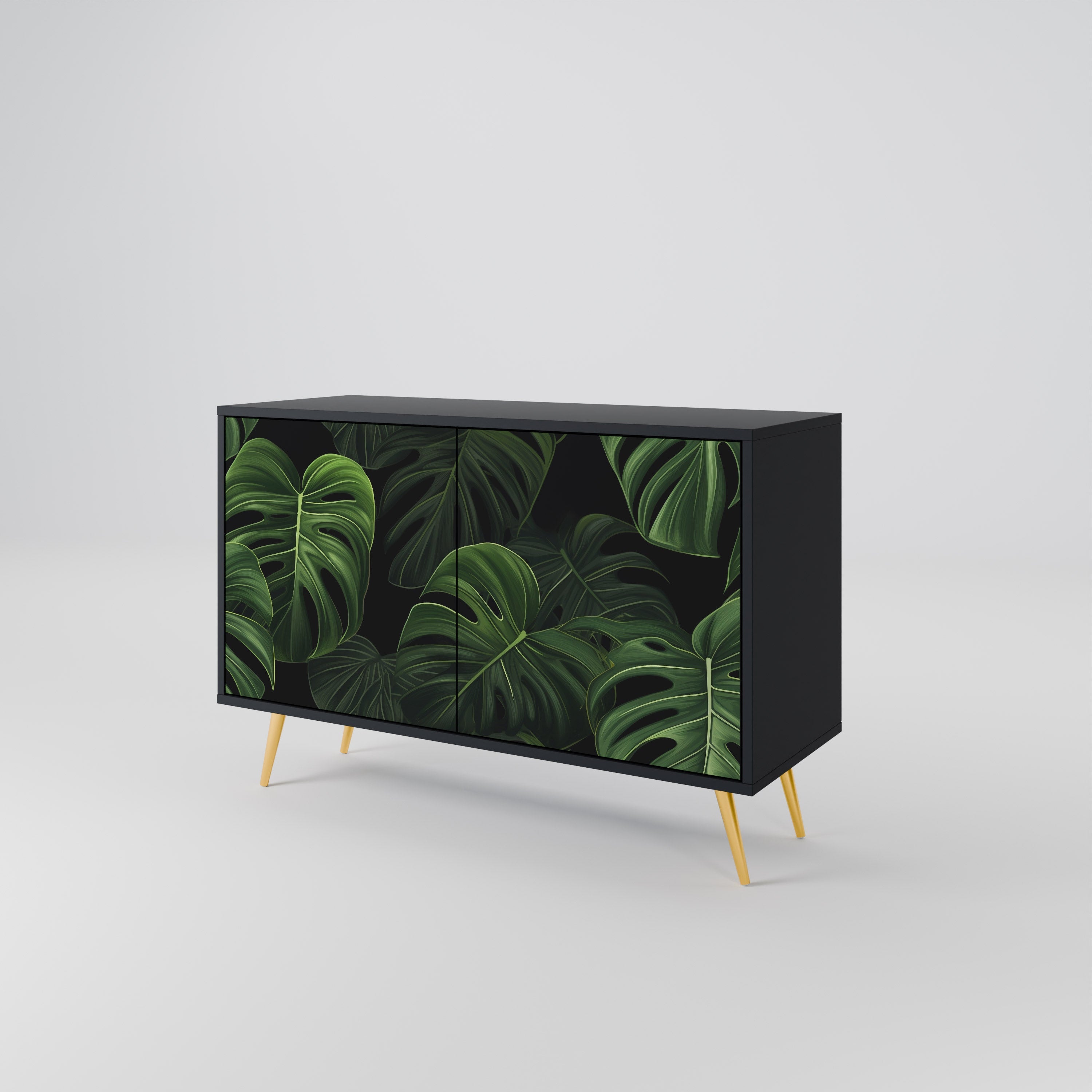 Μπουφές INFINITE MONSTERA με 2 πόρτες σε μαύρο φινίρισμα