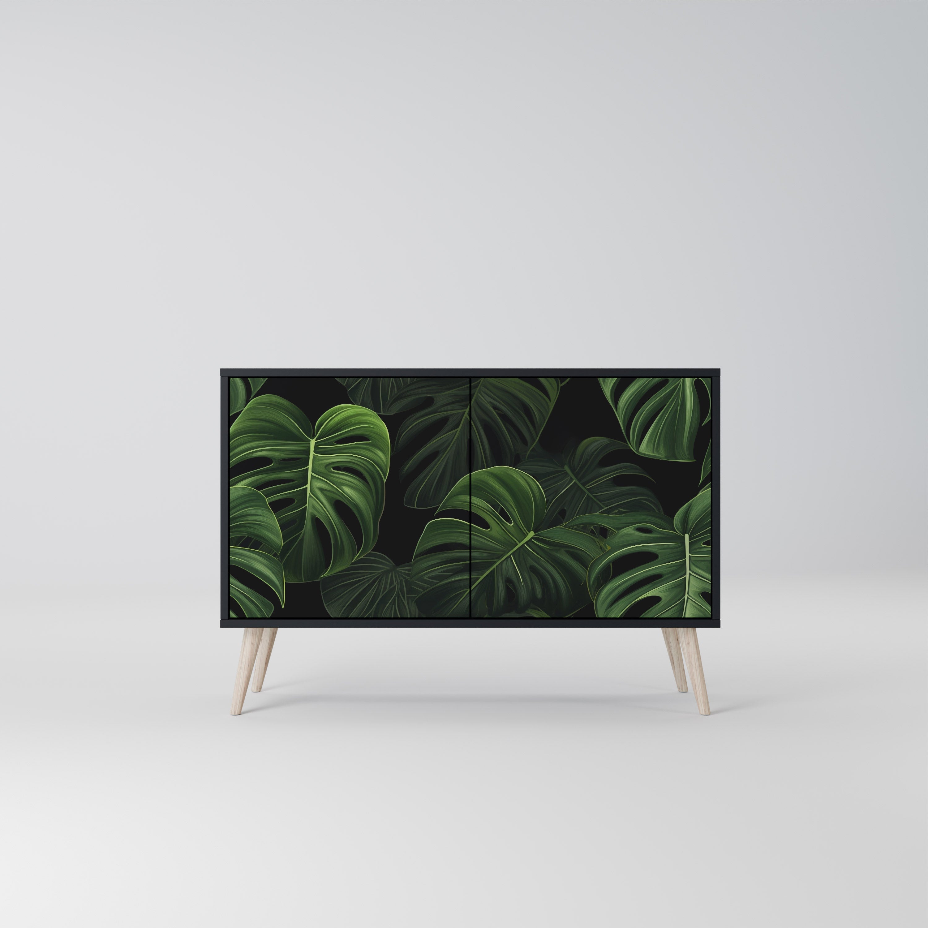 Μπουφές INFINITE MONSTERA με 2 πόρτες σε μαύρο φινίρισμα