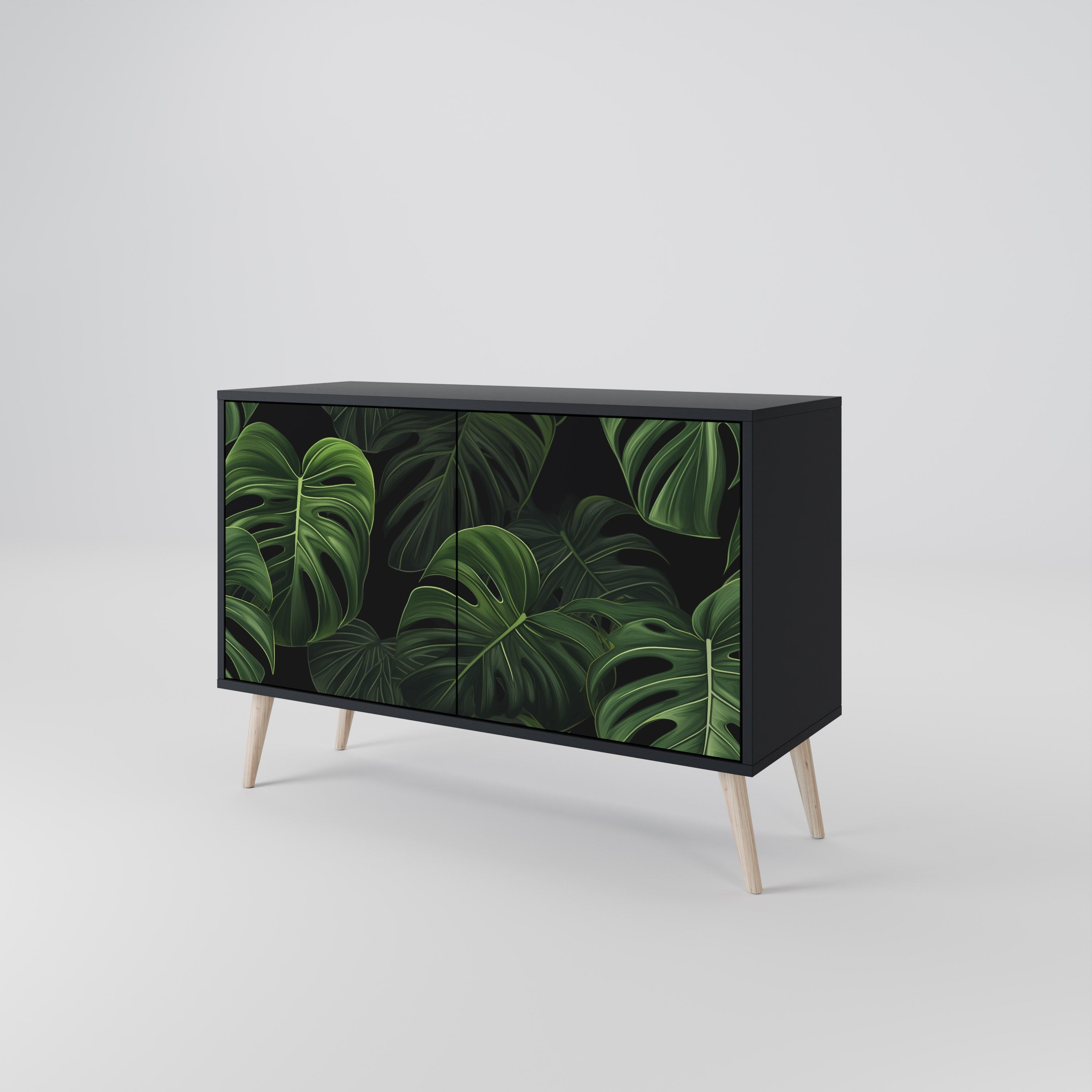Μπουφές INFINITE MONSTERA με 2 πόρτες σε μαύρο φινίρισμα