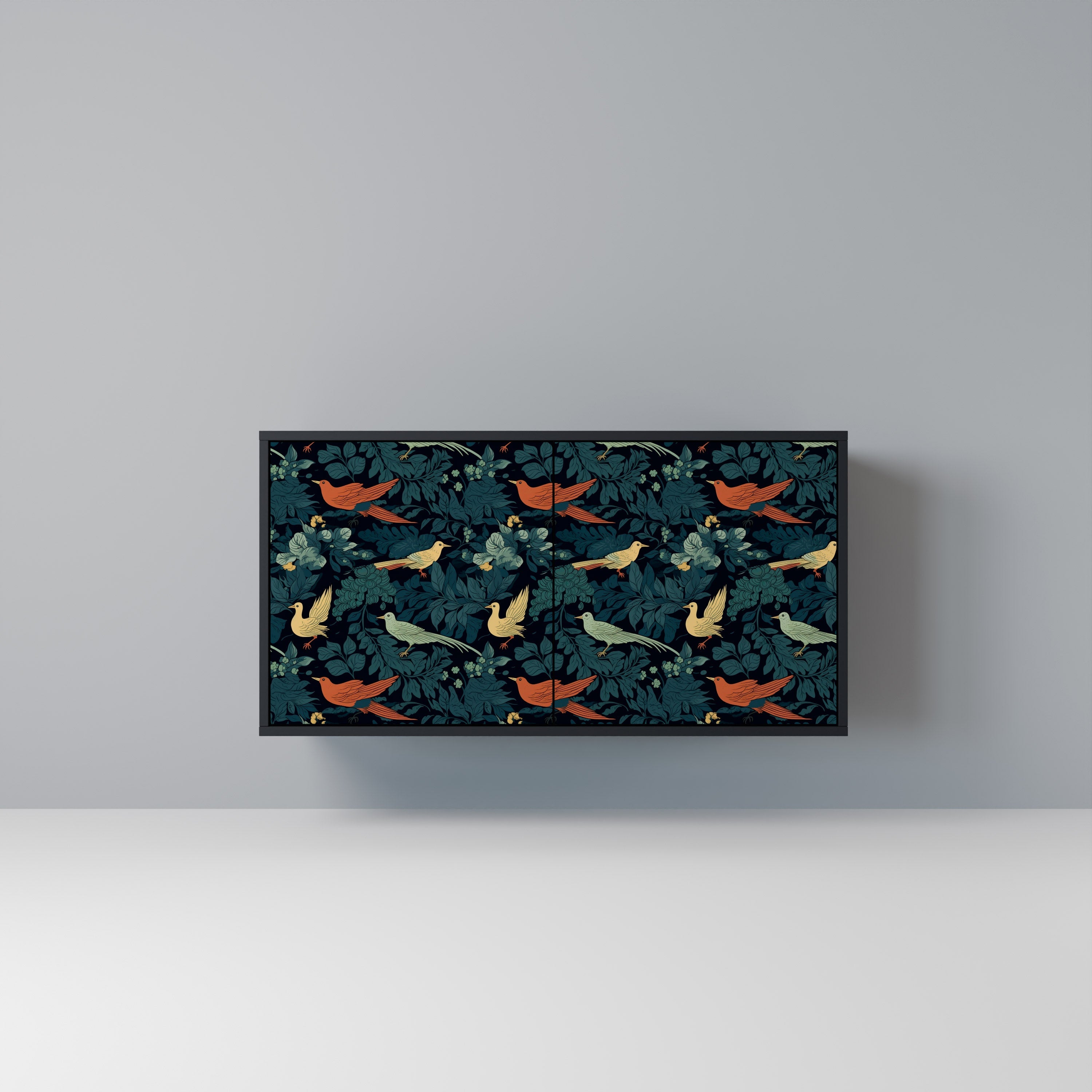 Μπουφές FOWL ORNAMENT με 2 πόρτες σε μαύρο φινίρισμα