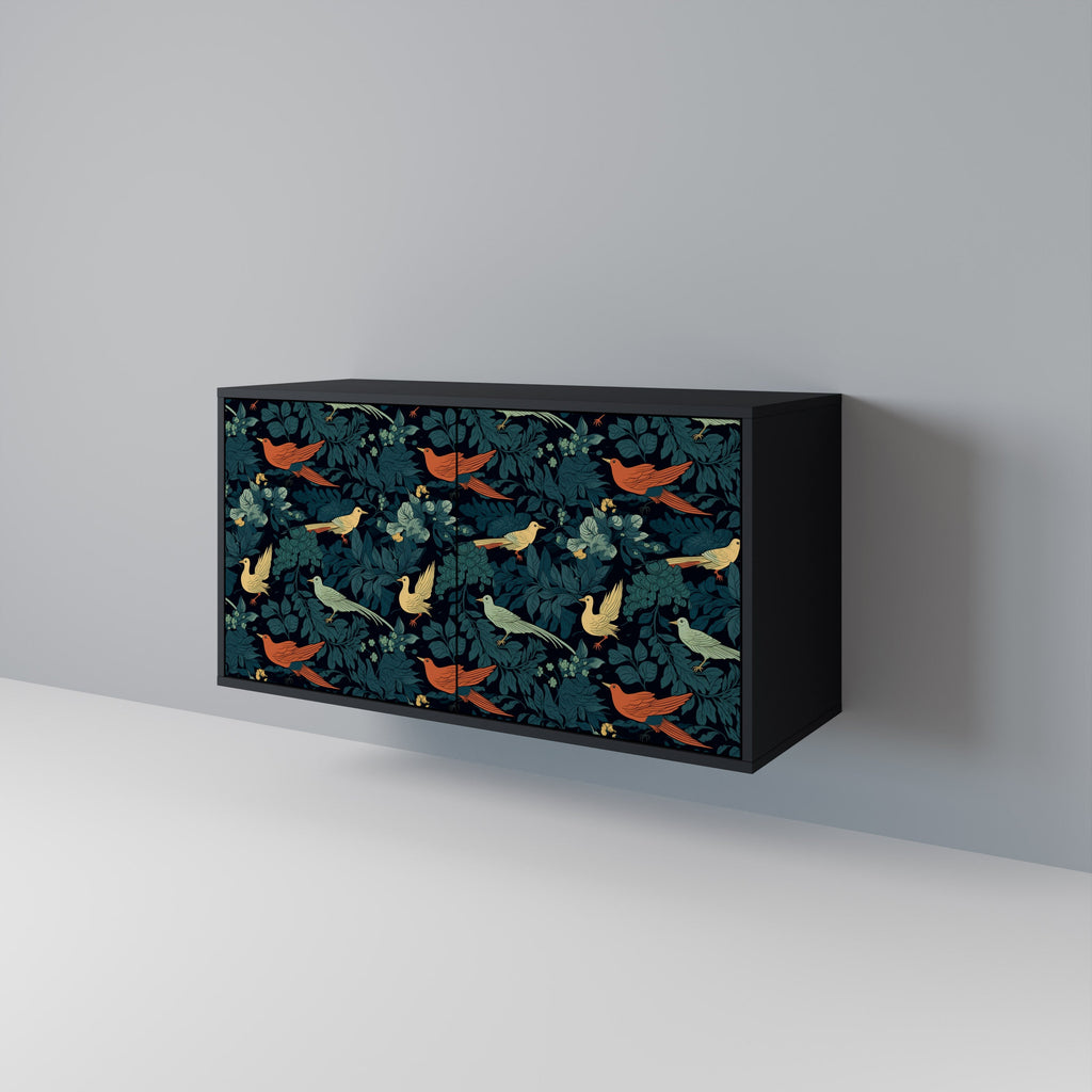 FOWL ORNAMENT 2-Door Sideboard in Black Finish