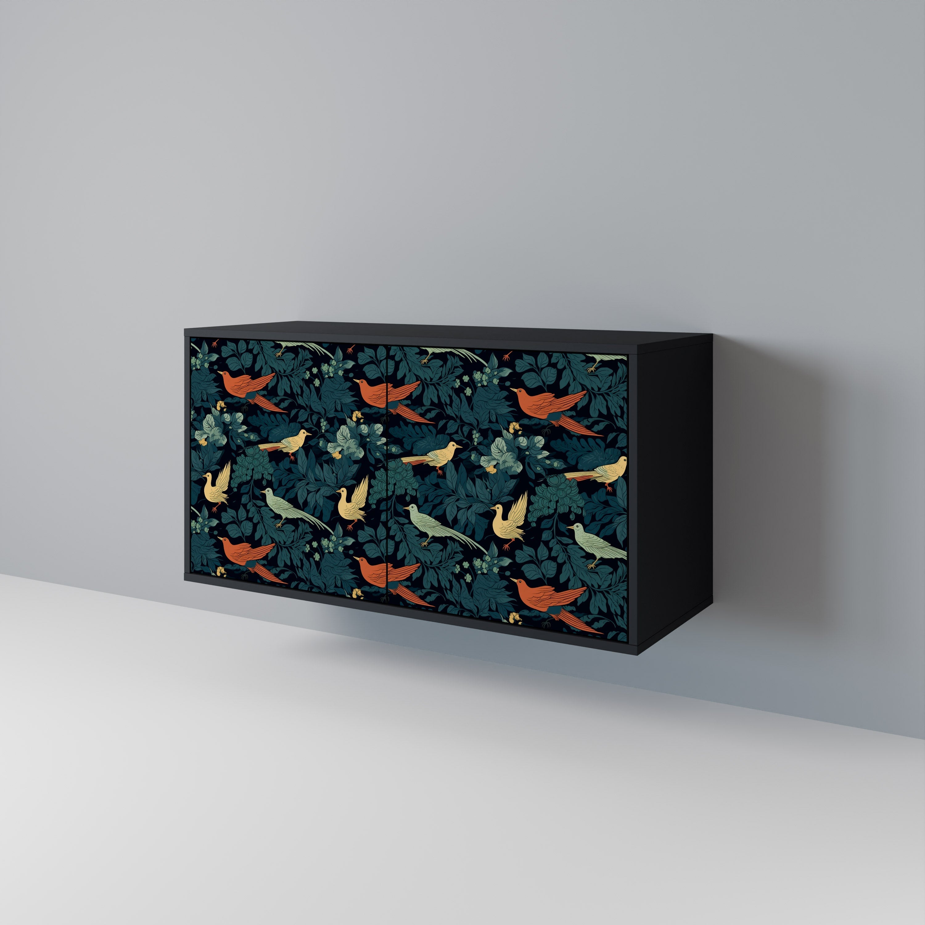 Μπουφές FOWL ORNAMENT με 2 πόρτες σε μαύρο φινίρισμα