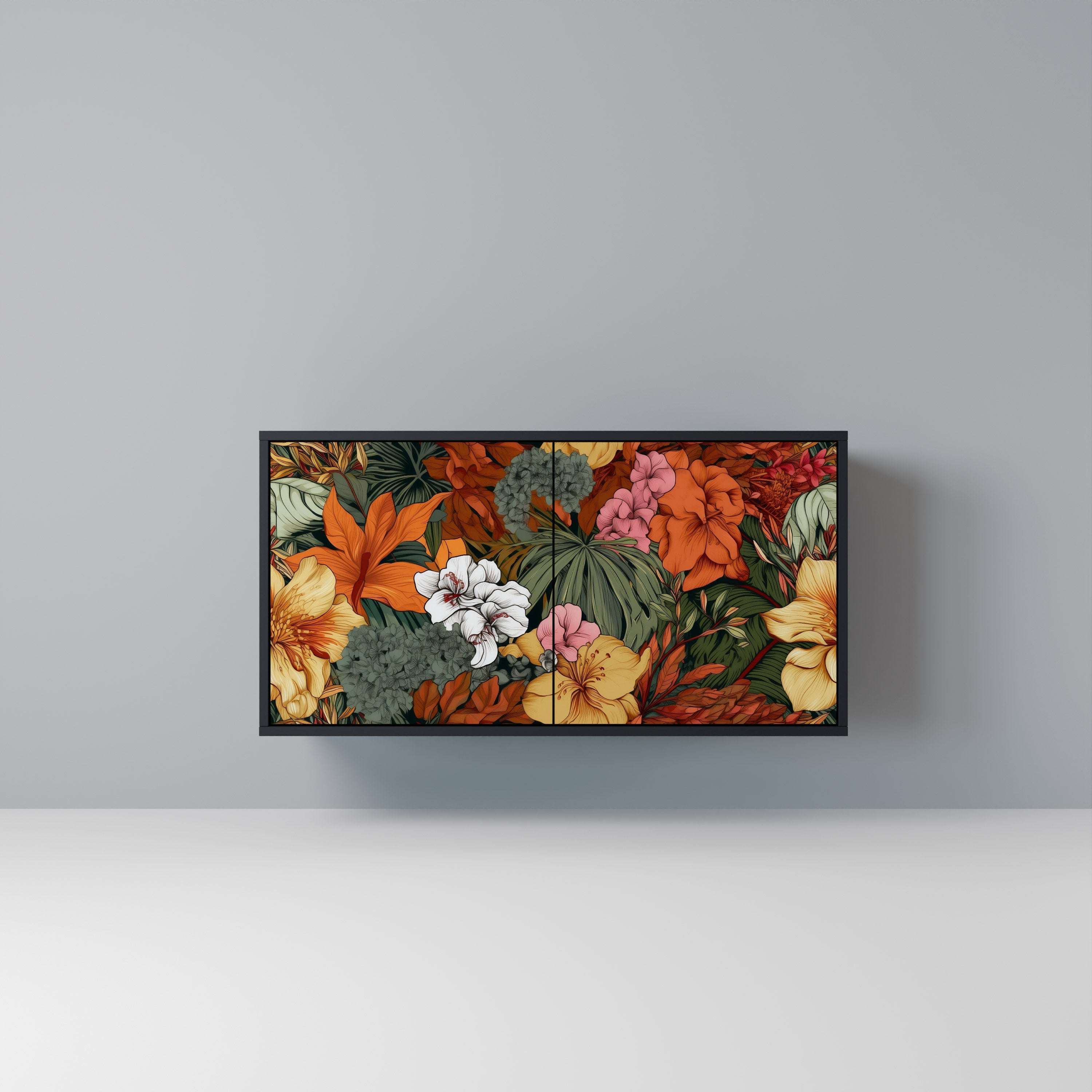 Μπουφές RADIANT FLORA με 2 πόρτες σε μαύρο φινίρισμα