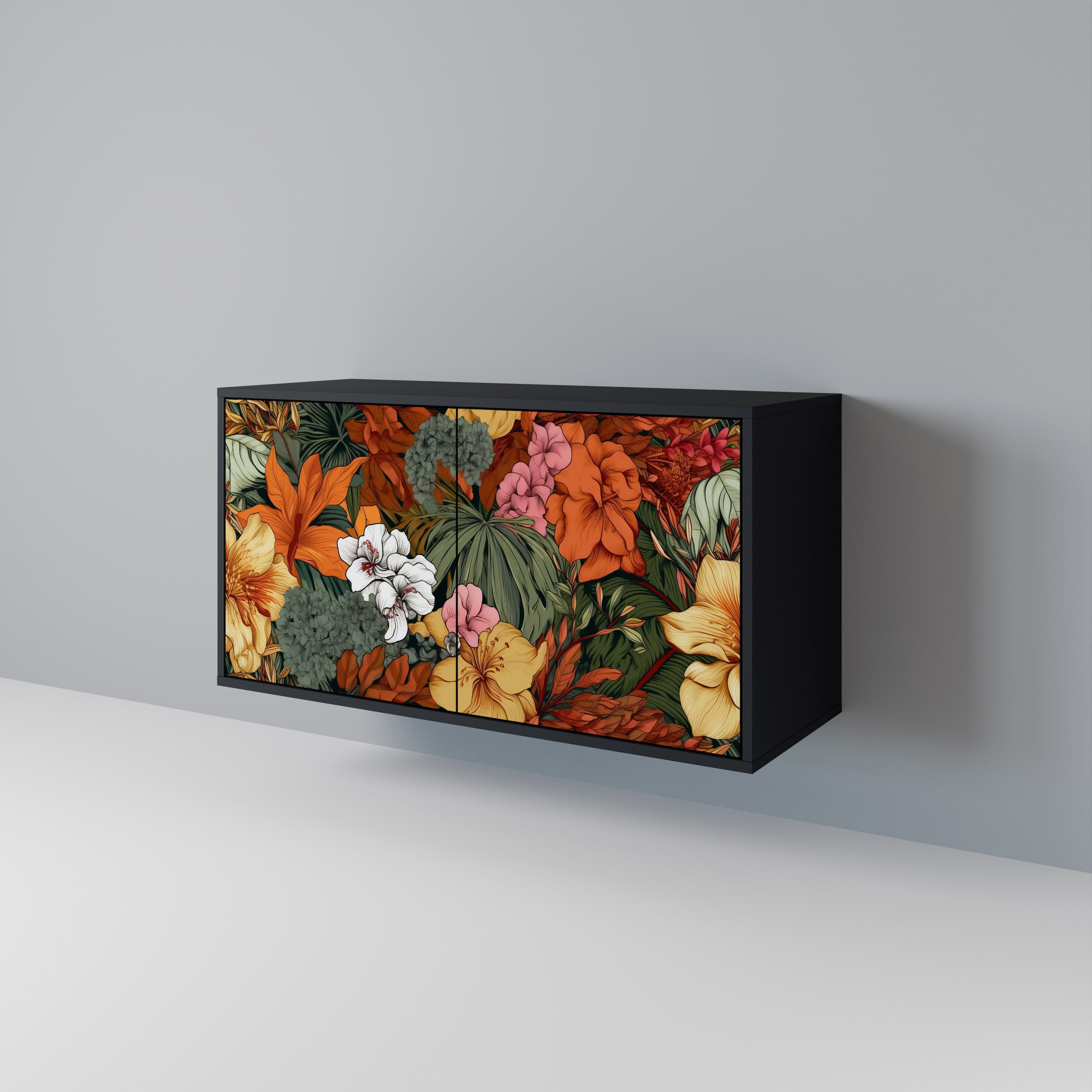 Μπουφές RADIANT FLORA με 2 πόρτες σε μαύρο φινίρισμα