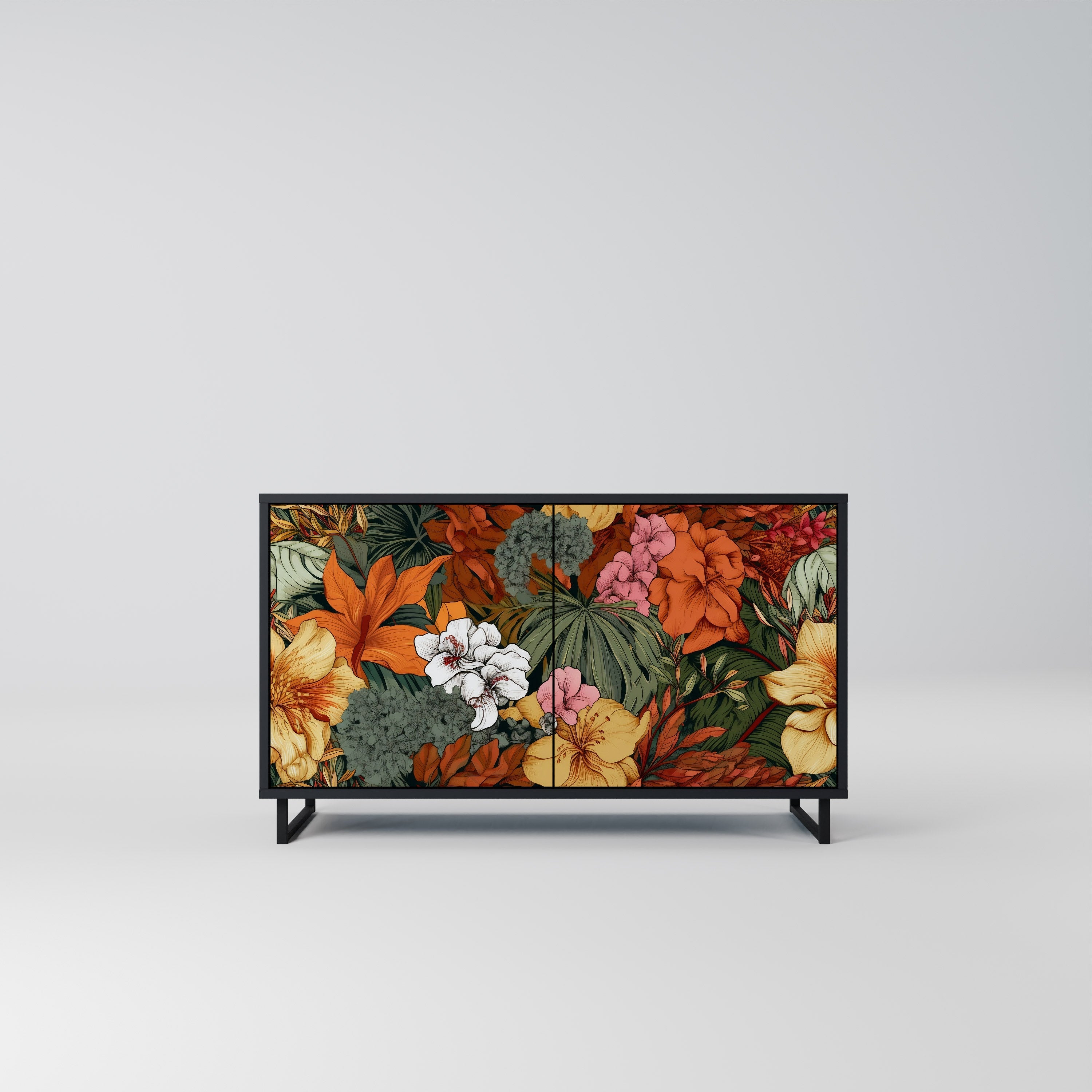 Μπουφές RADIANT FLORA με 2 πόρτες σε μαύρο φινίρισμα