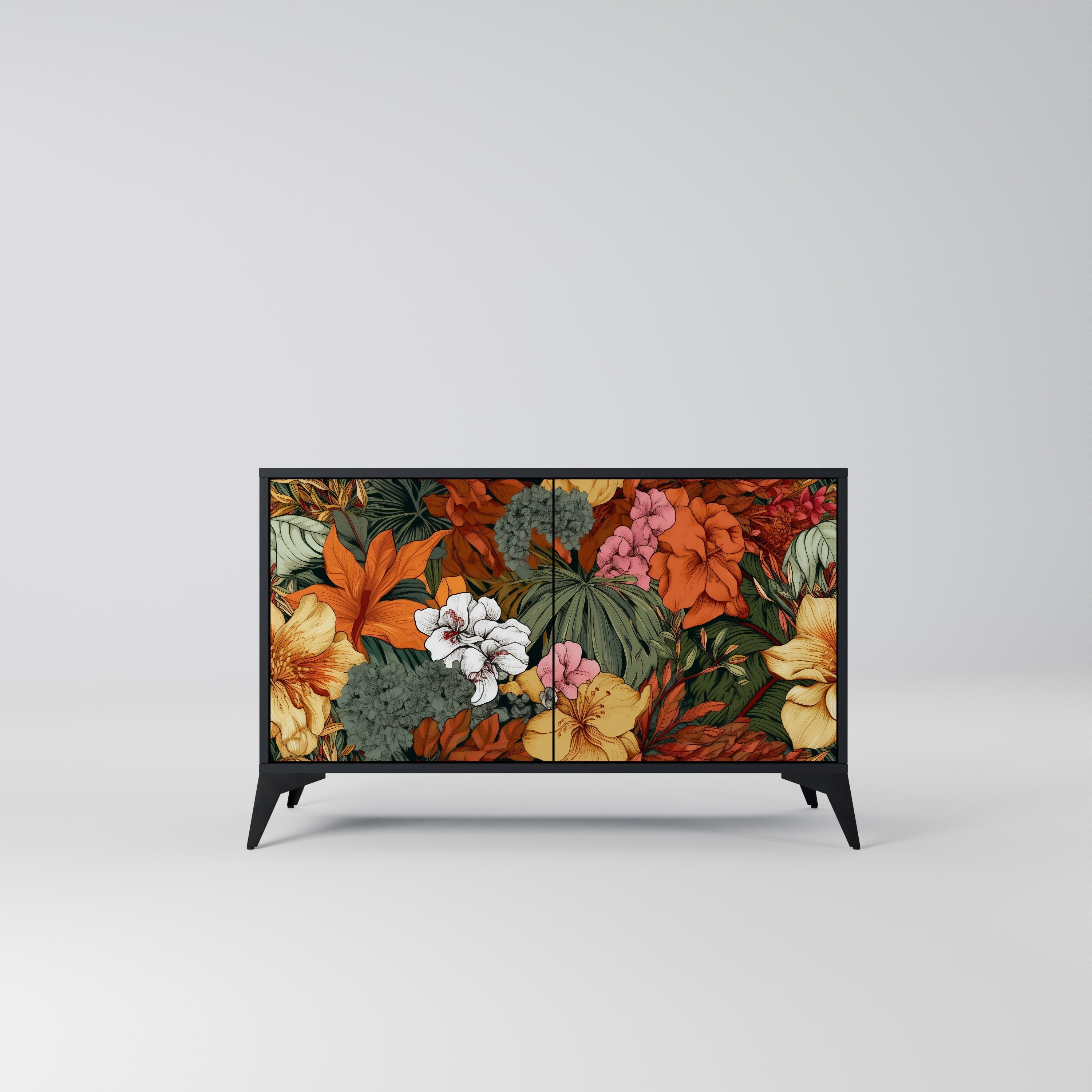 Μπουφές RADIANT FLORA με 2 πόρτες σε μαύρο φινίρισμα