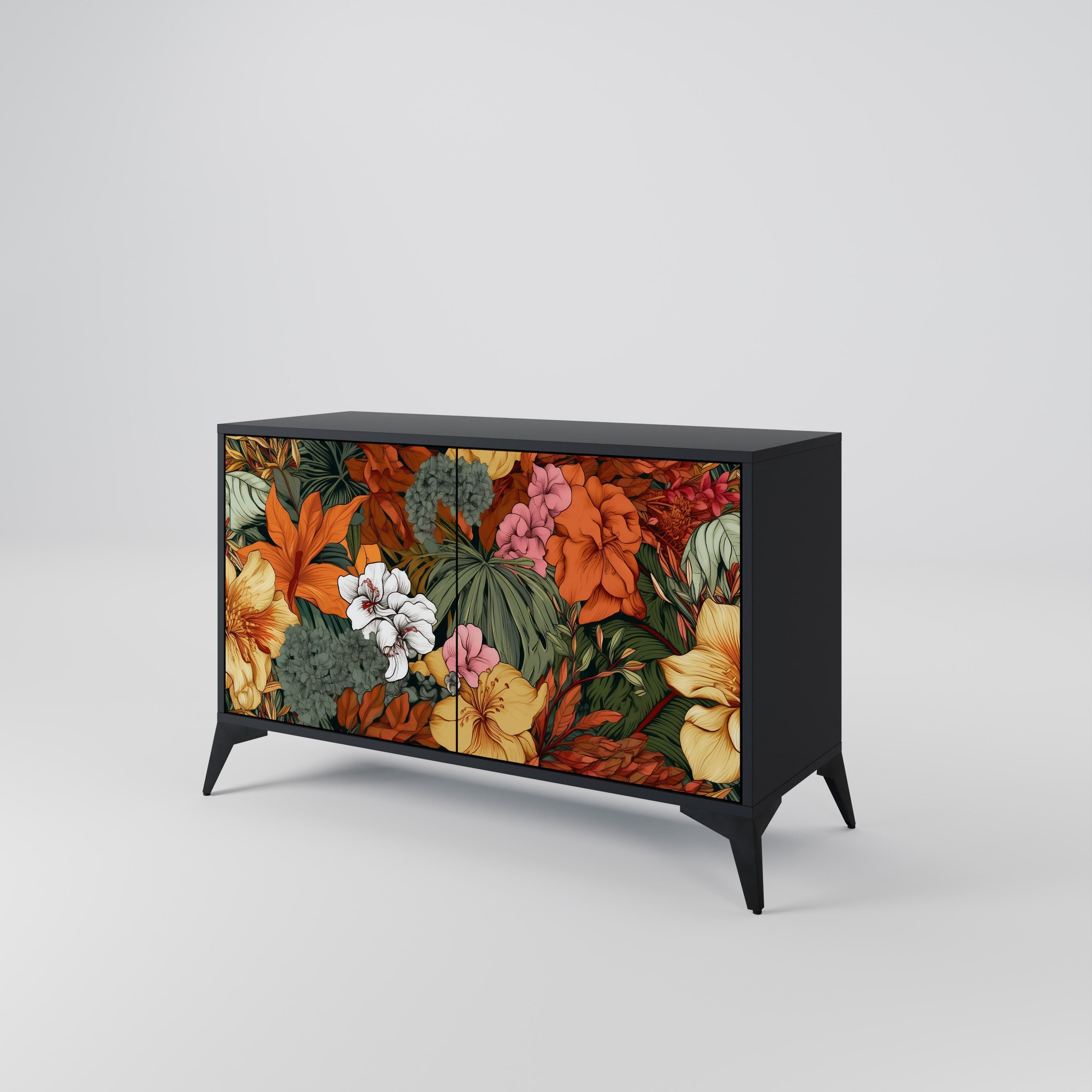 Μπουφές RADIANT FLORA με 2 πόρτες σε μαύρο φινίρισμα