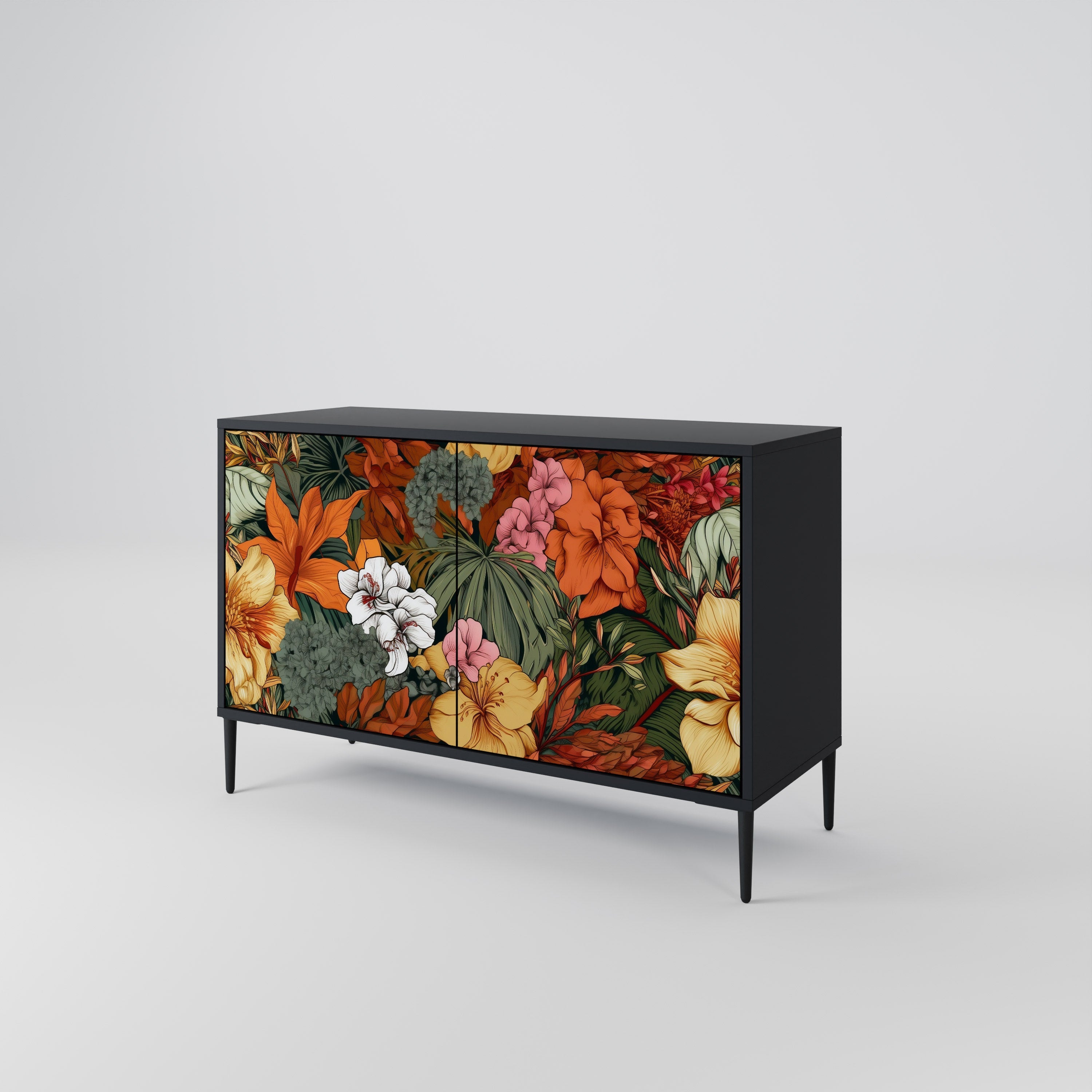 Μπουφές RADIANT FLORA με 2 πόρτες σε μαύρο φινίρισμα