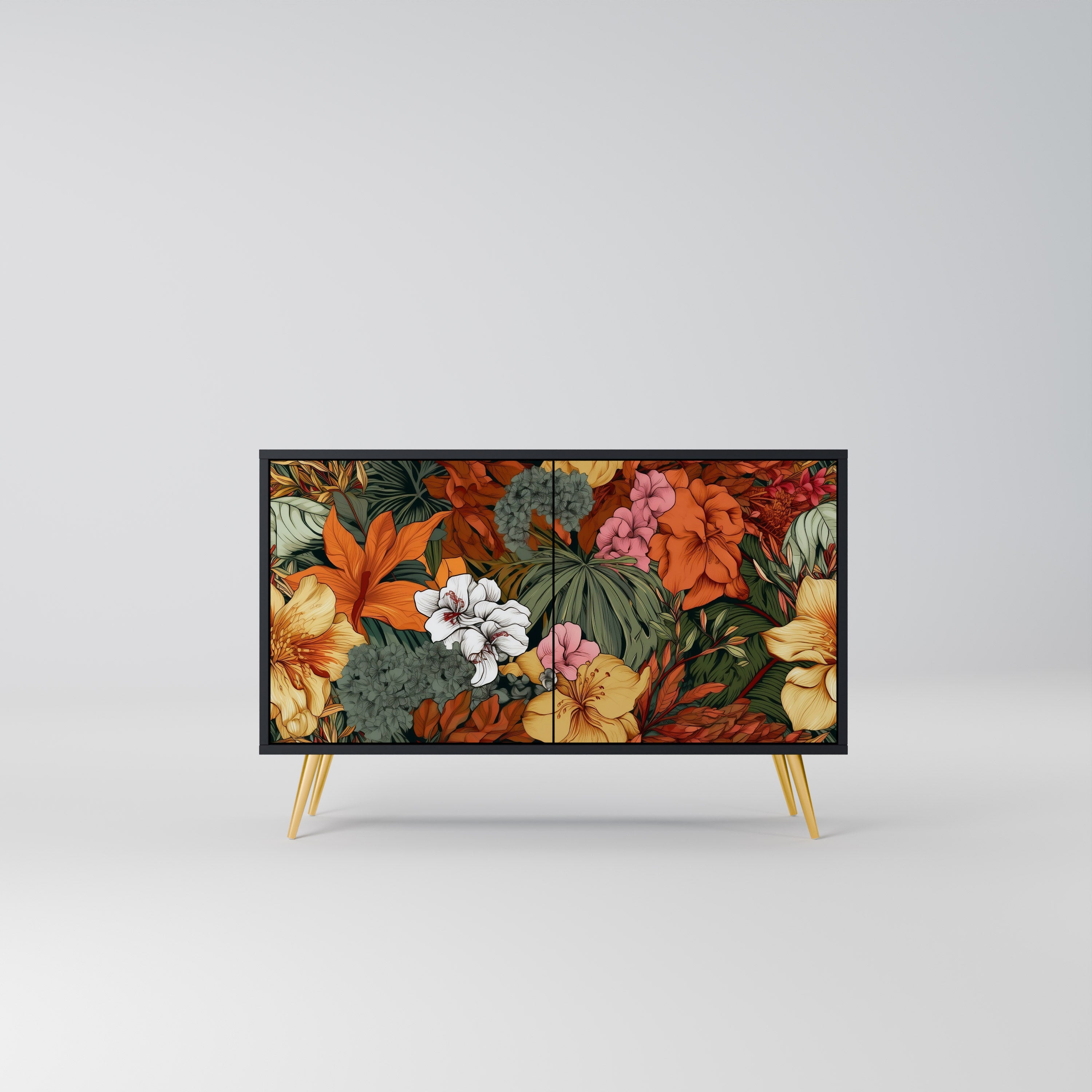 Μπουφές RADIANT FLORA με 2 πόρτες σε μαύρο φινίρισμα