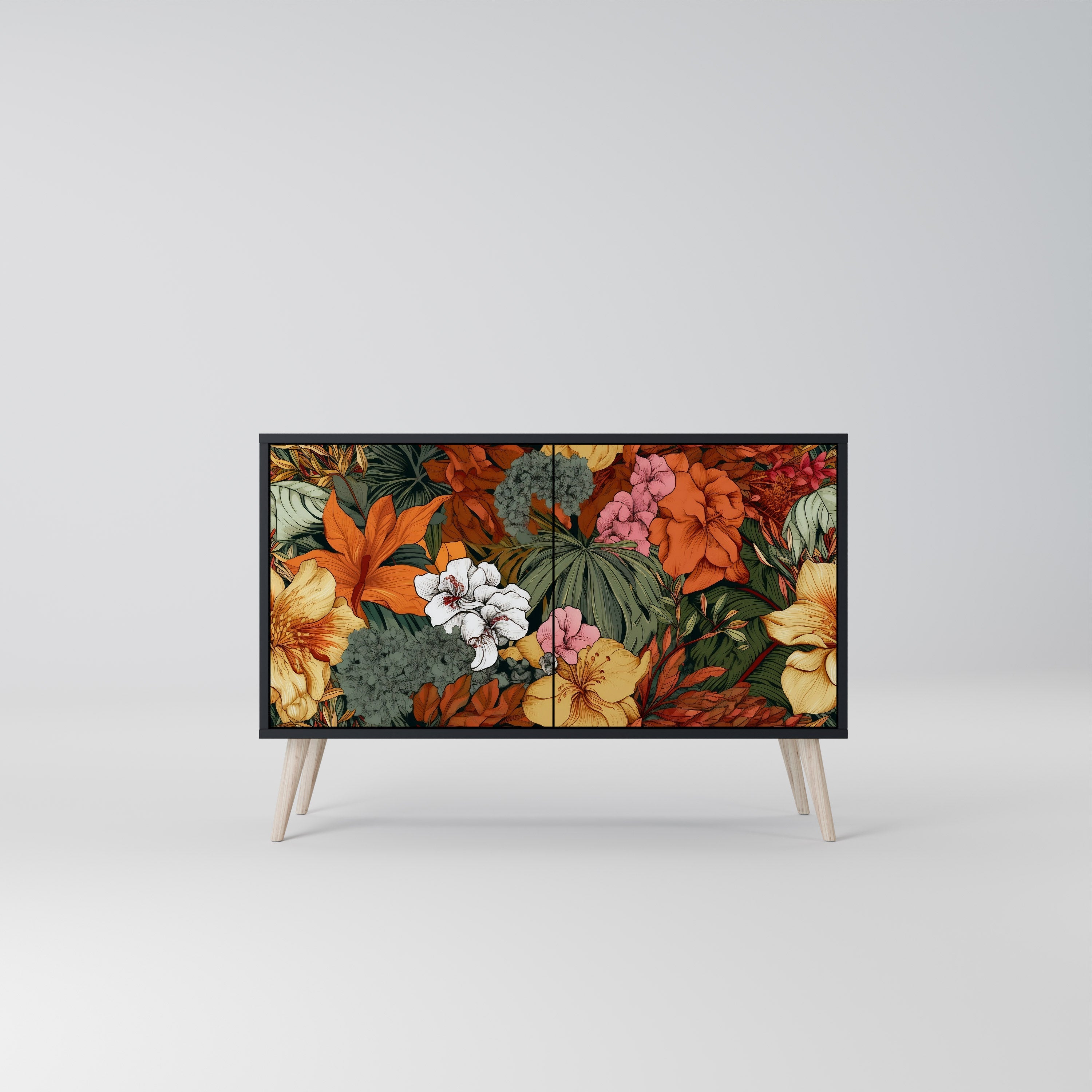 Μπουφές RADIANT FLORA με 2 πόρτες σε μαύρο φινίρισμα