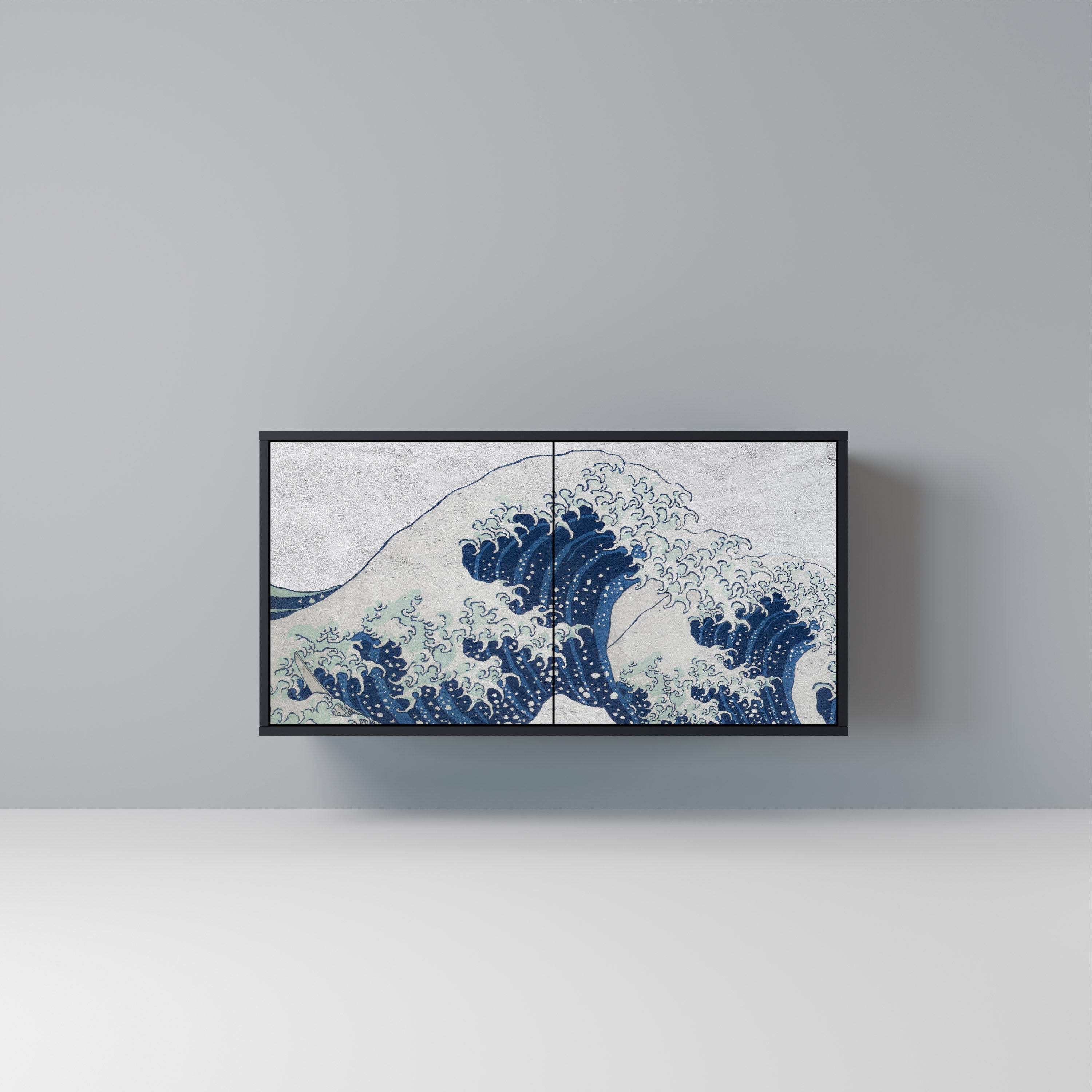 Μπουφές 2 θυρών THE GREAT WAVE AT KANAGAWA σε μαύρο φινίρισμα