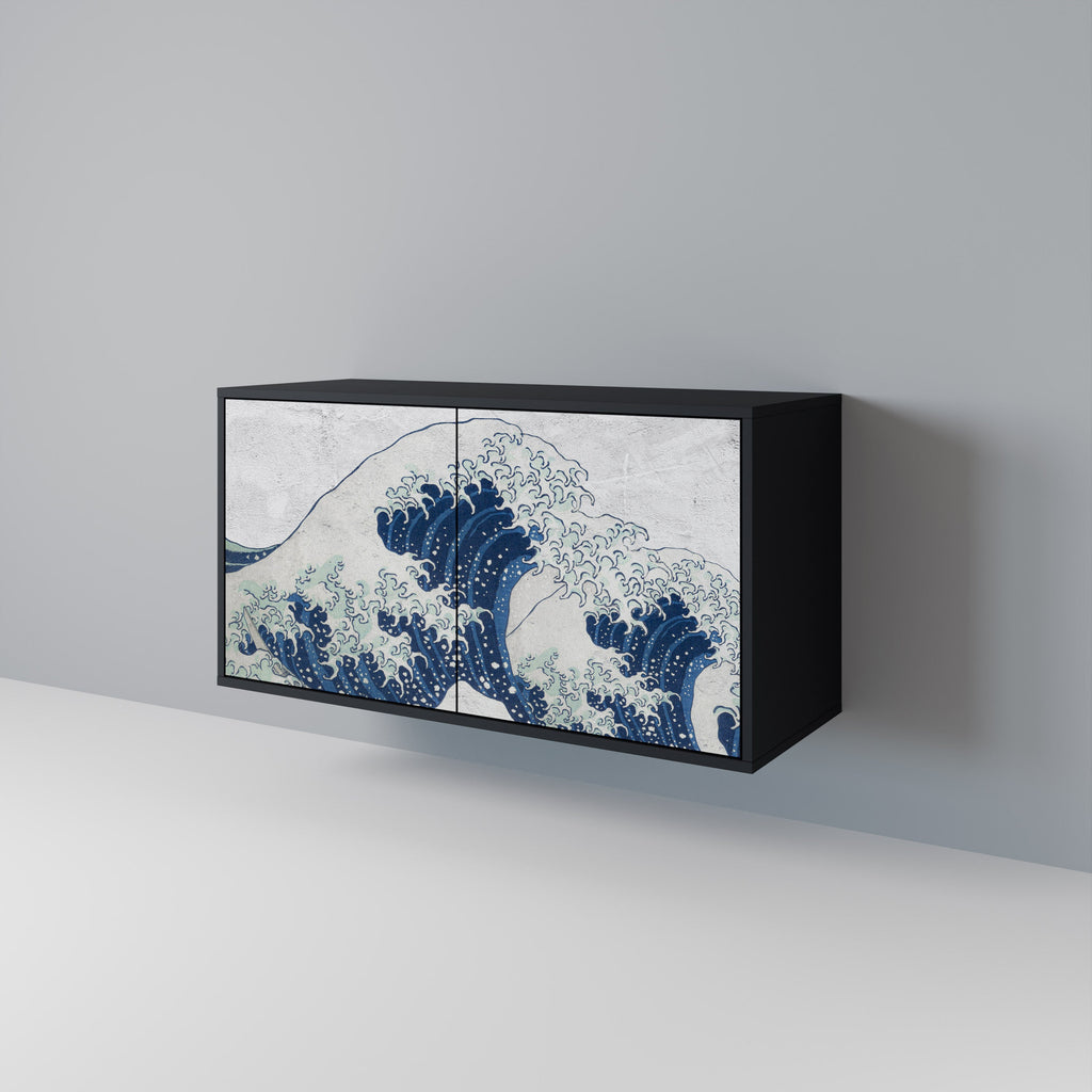 Μπουφές 2 θυρών THE GREAT WAVE AT KANAGAWA σε μαύρο φινίρισμα