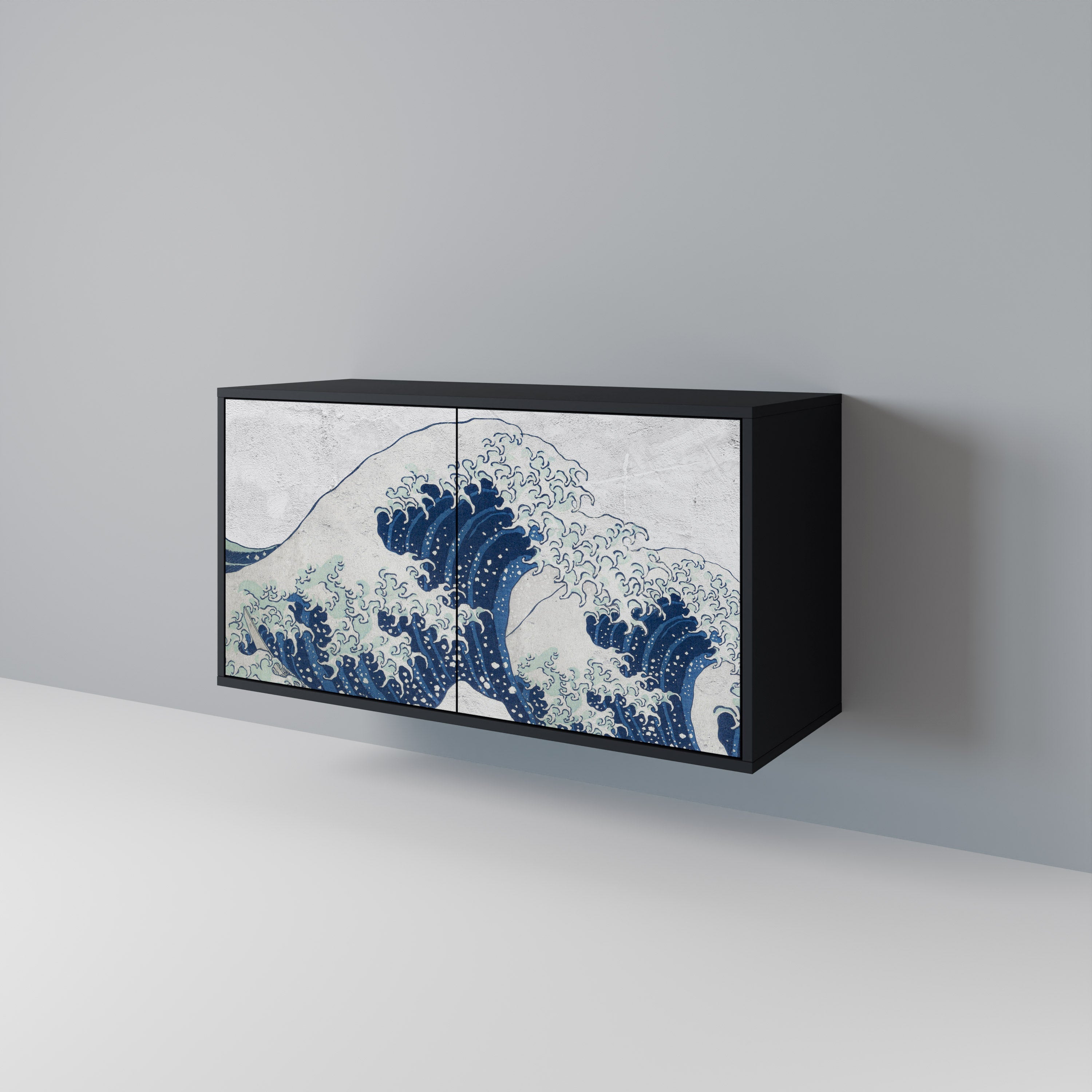 Μπουφές 2 θυρών THE GREAT WAVE AT KANAGAWA σε μαύρο φινίρισμα