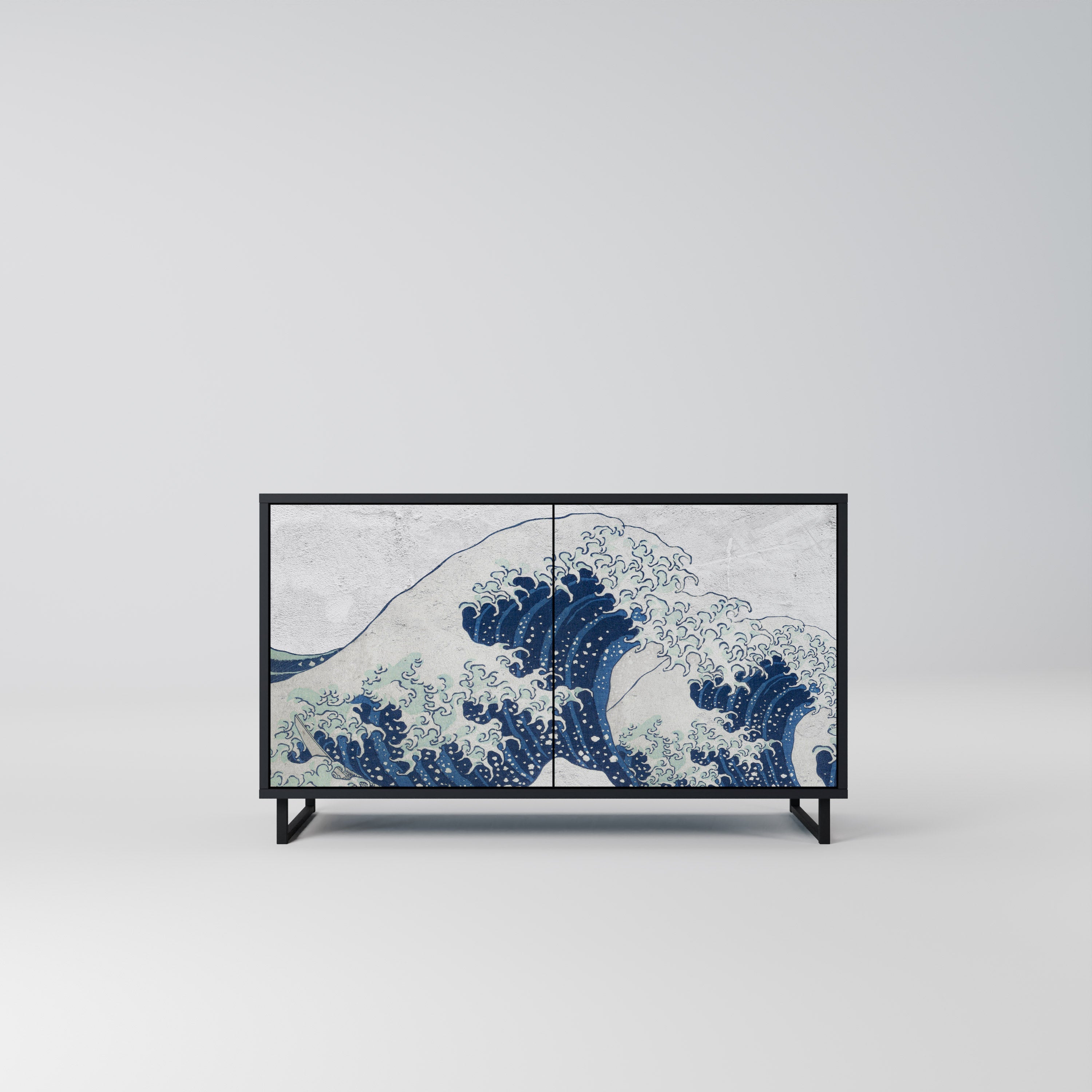 Μπουφές 2 θυρών THE GREAT WAVE AT KANAGAWA σε μαύρο φινίρισμα