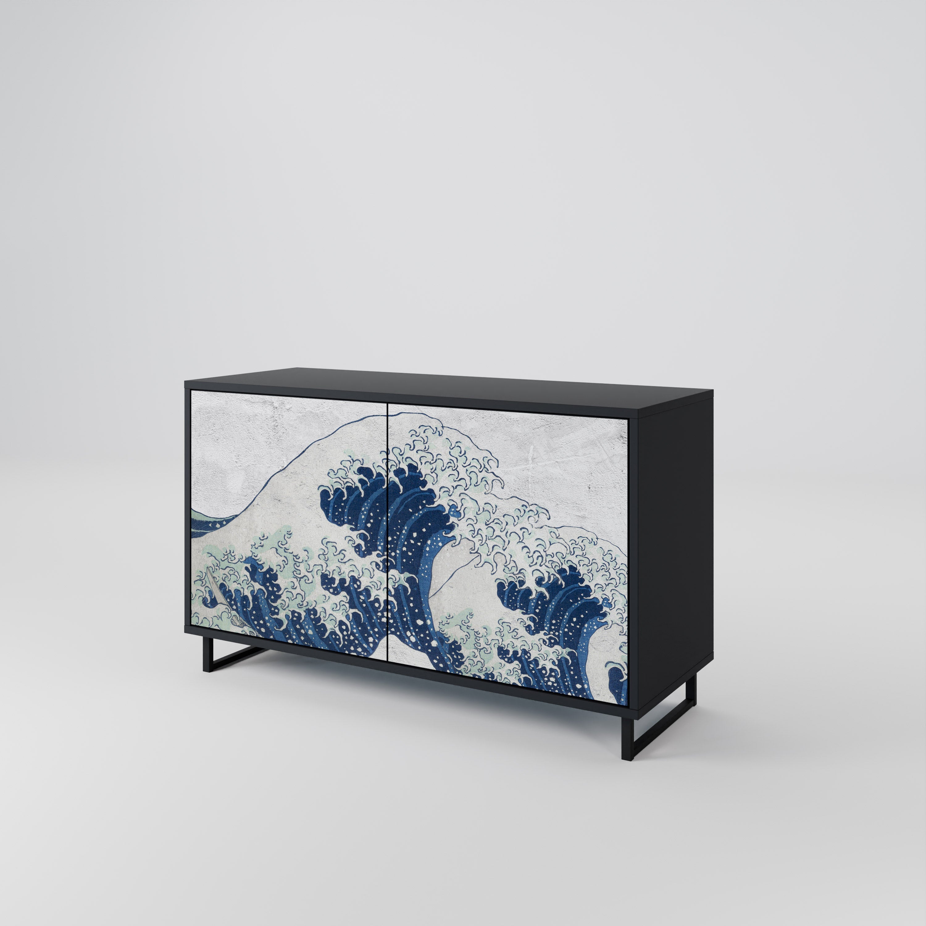 Μπουφές 2 θυρών THE GREAT WAVE AT KANAGAWA σε μαύρο φινίρισμα