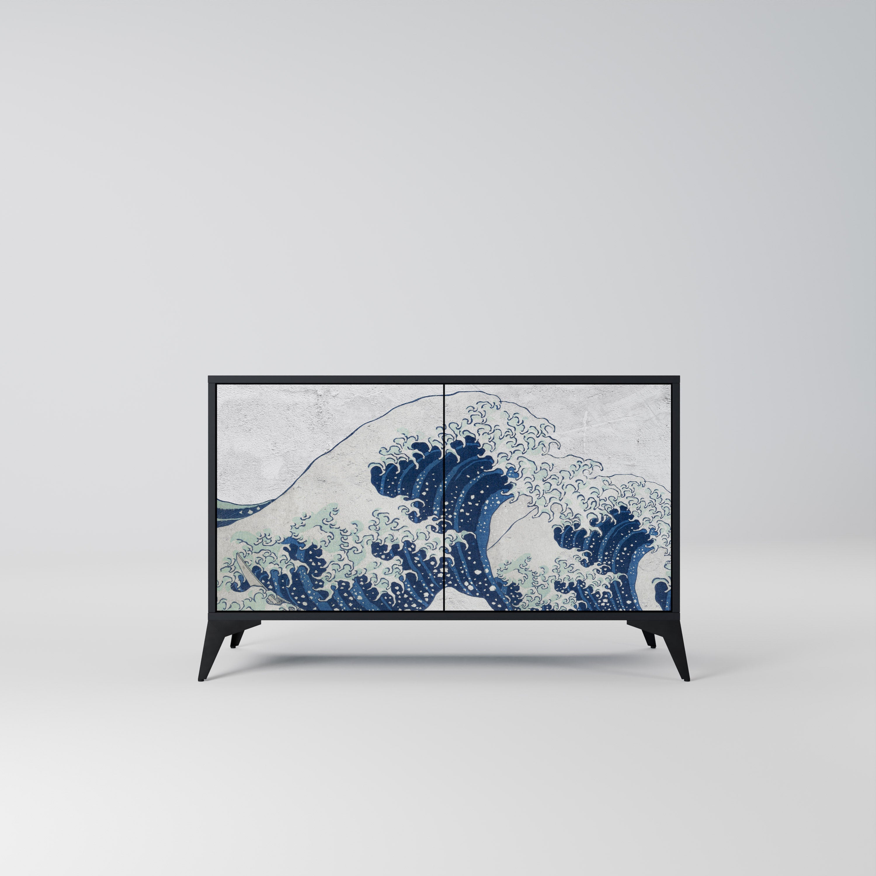 Μπουφές 2 θυρών THE GREAT WAVE AT KANAGAWA σε μαύρο φινίρισμα
