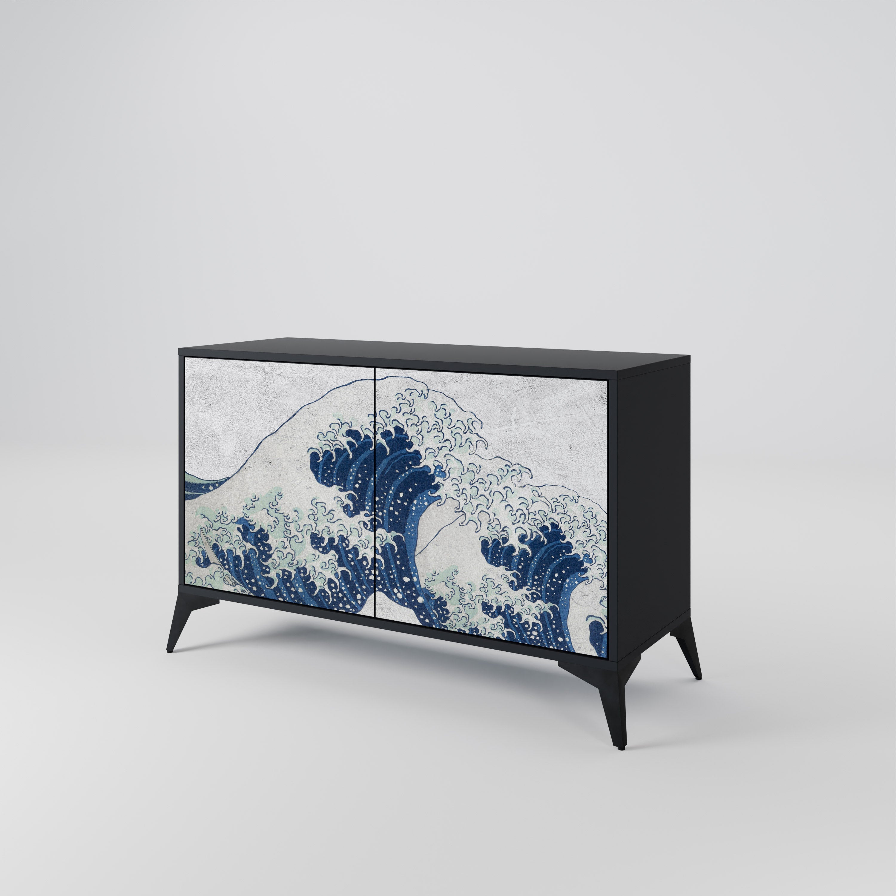 Μπουφές 2 θυρών THE GREAT WAVE AT KANAGAWA σε μαύρο φινίρισμα
