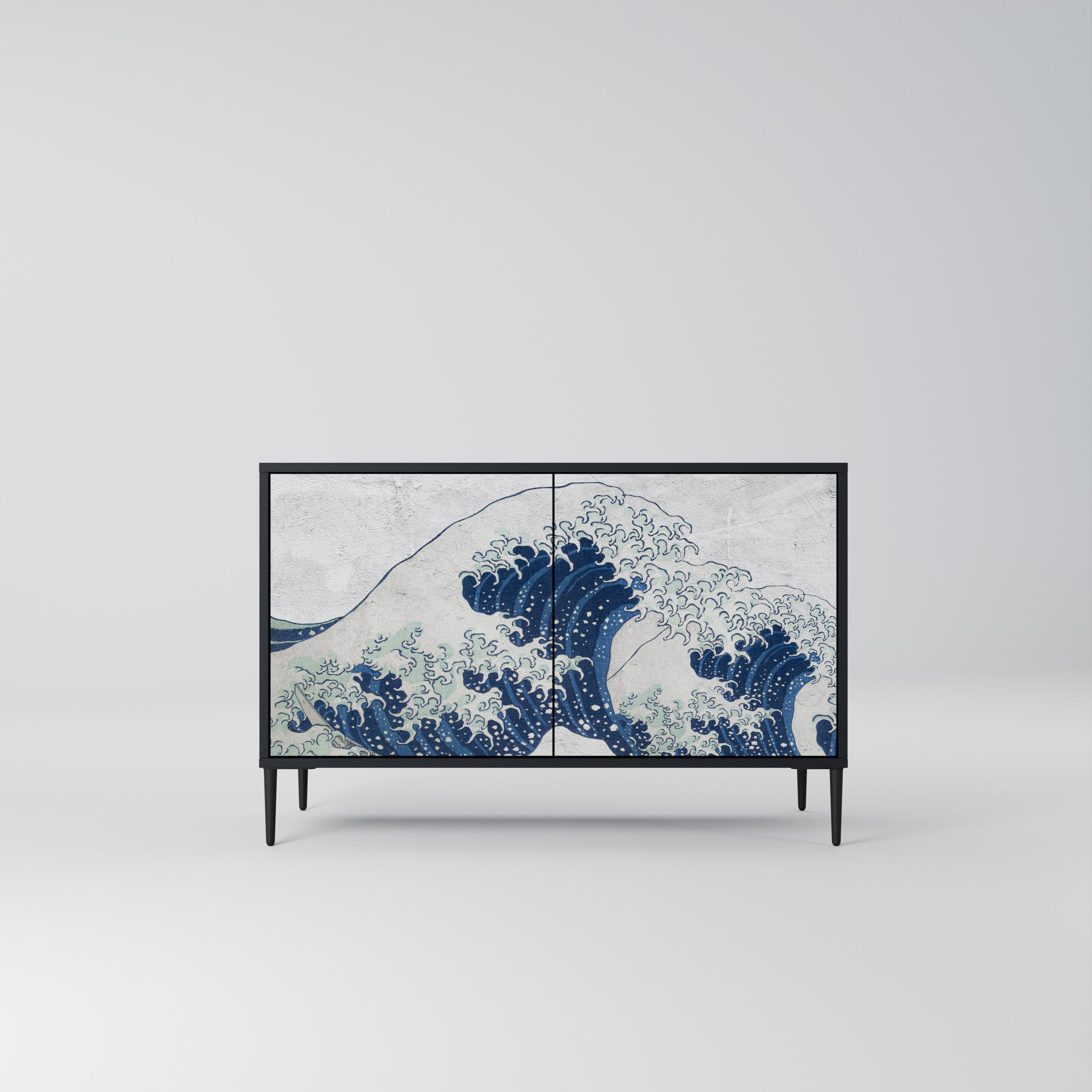 Μπουφές 2 θυρών THE GREAT WAVE AT KANAGAWA σε μαύρο φινίρισμα