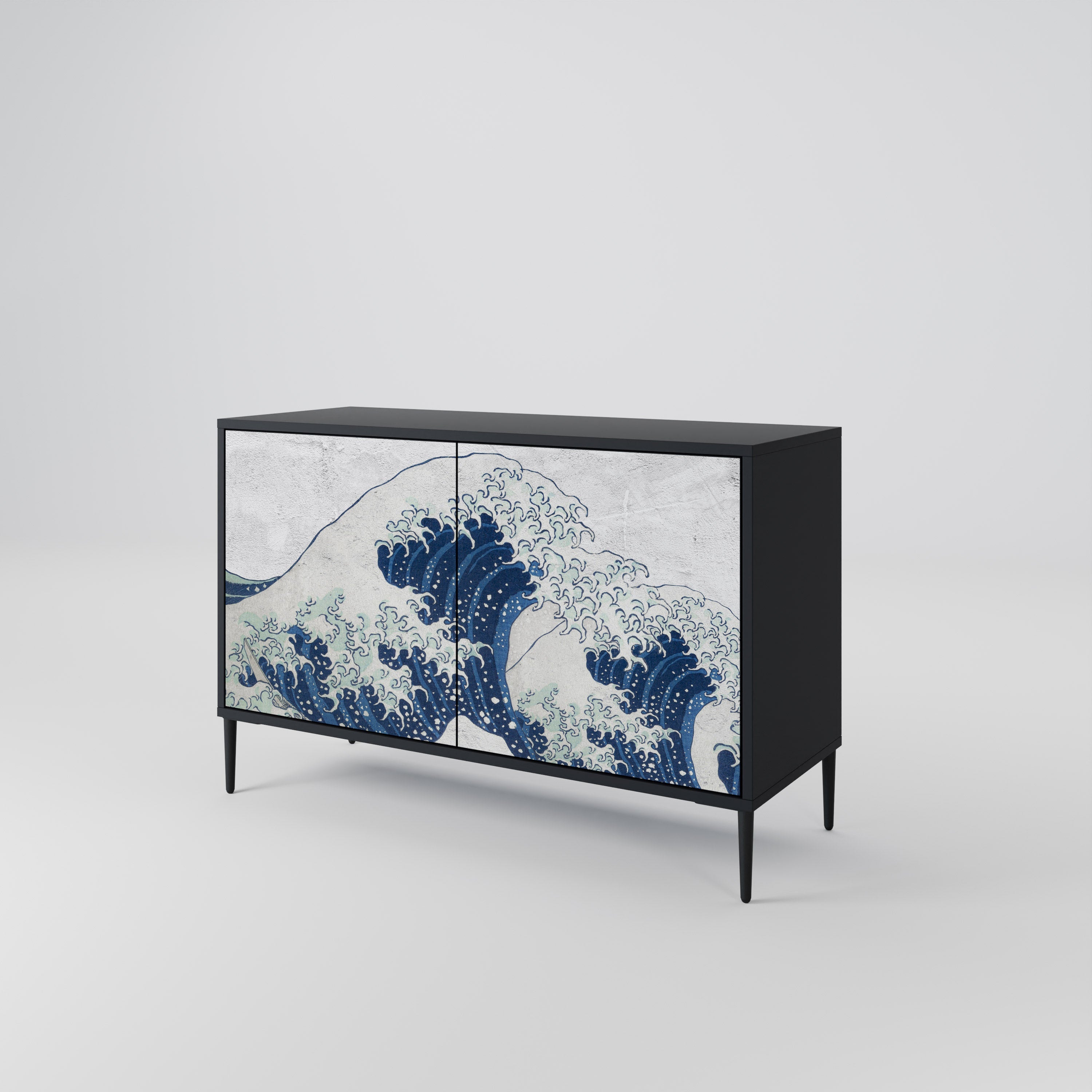 Μπουφές 2 θυρών THE GREAT WAVE AT KANAGAWA σε μαύρο φινίρισμα