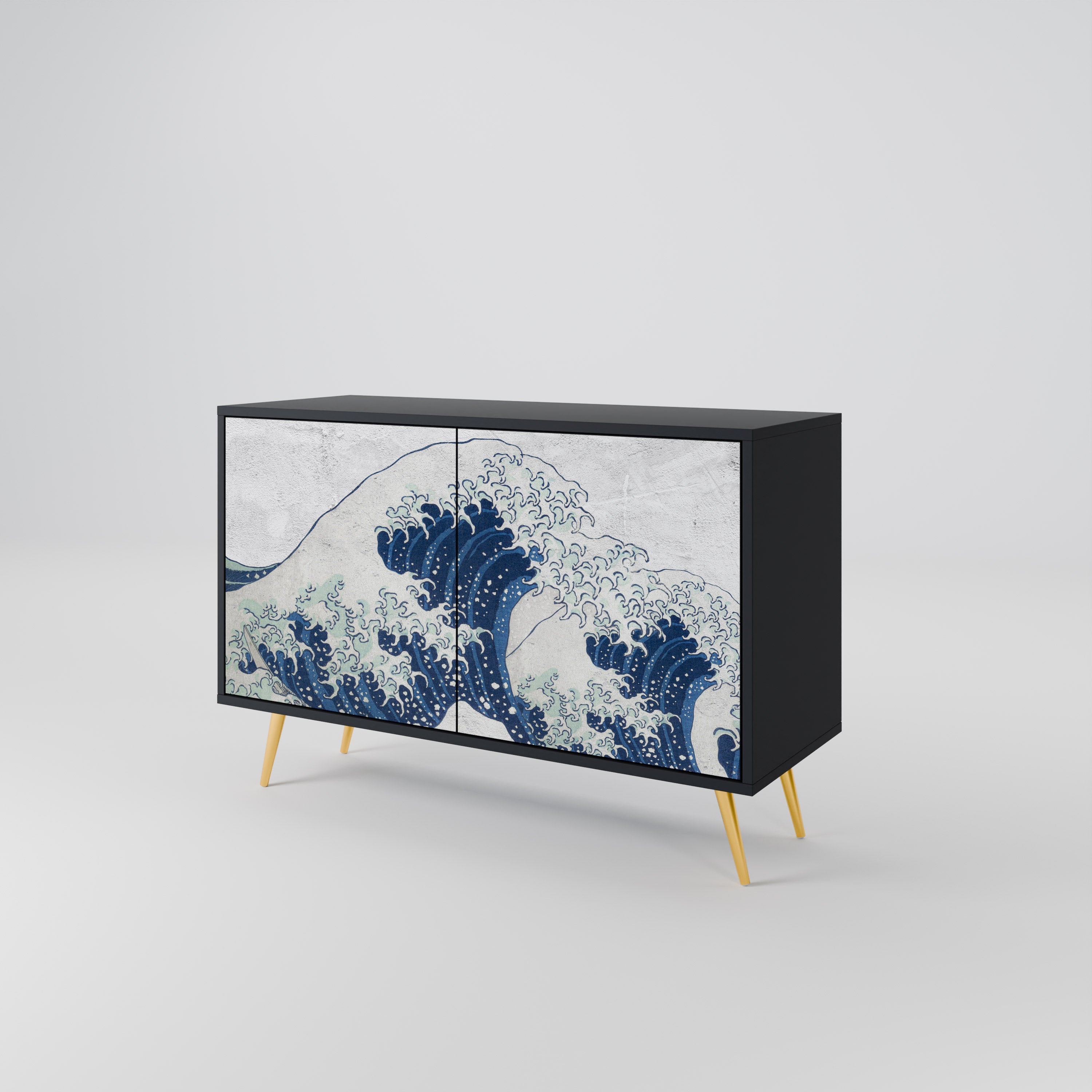 Μπουφές 2 θυρών THE GREAT WAVE AT KANAGAWA σε μαύρο φινίρισμα