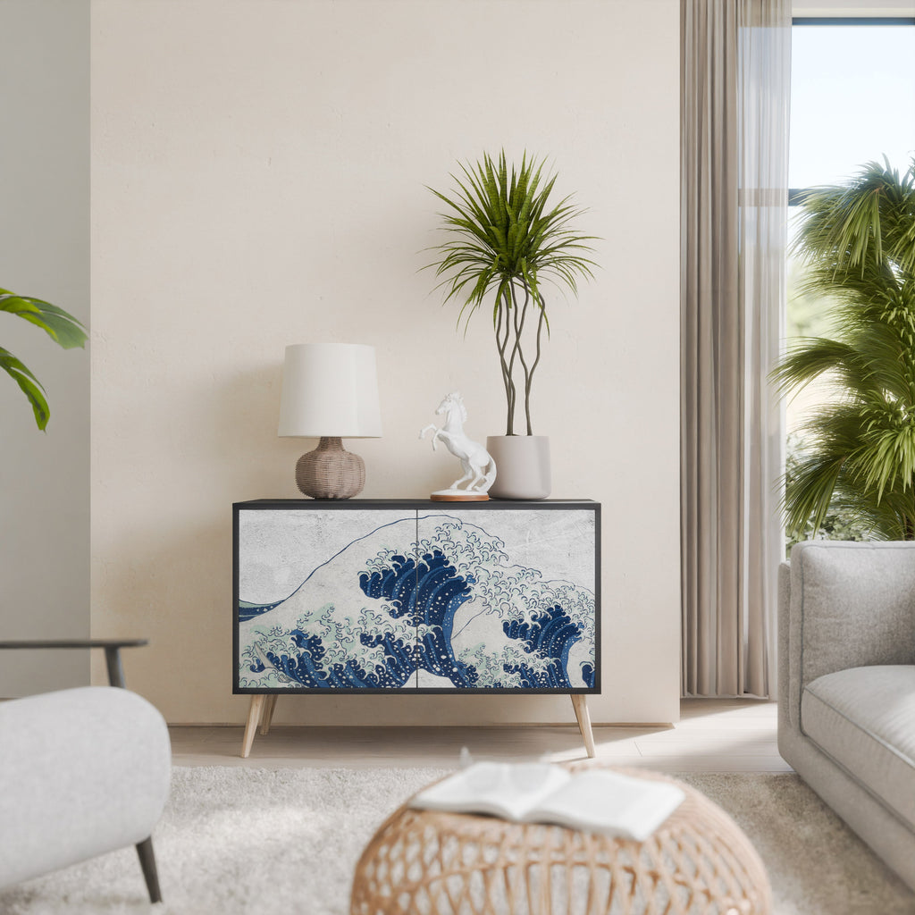 Μπουφές 2 θυρών THE GREAT WAVE AT KANAGAWA σε μαύρο φινίρισμα