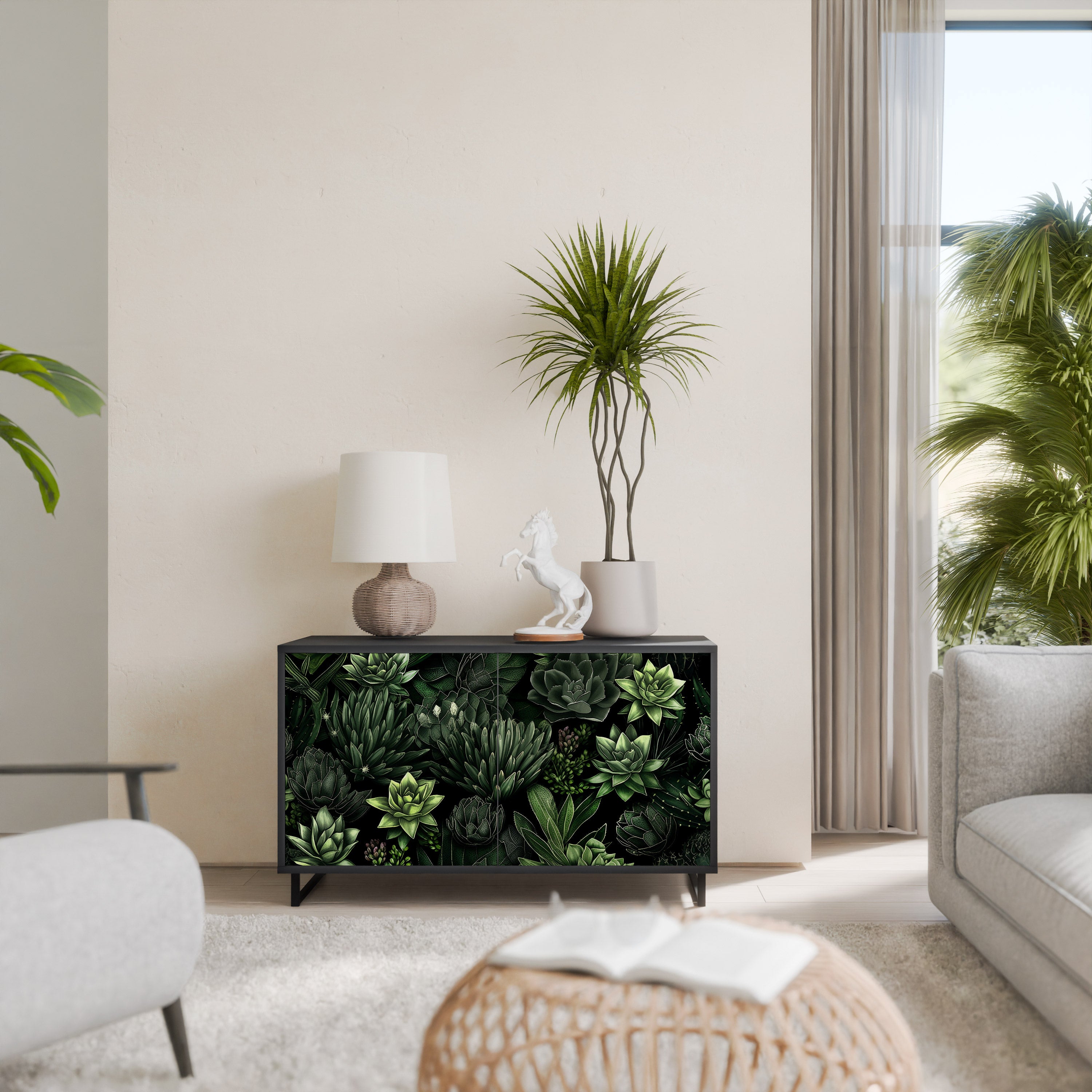 Μπουφές SUCCULENT JUNGLE με 2 πόρτες σε μαύρο φινίρισμα
