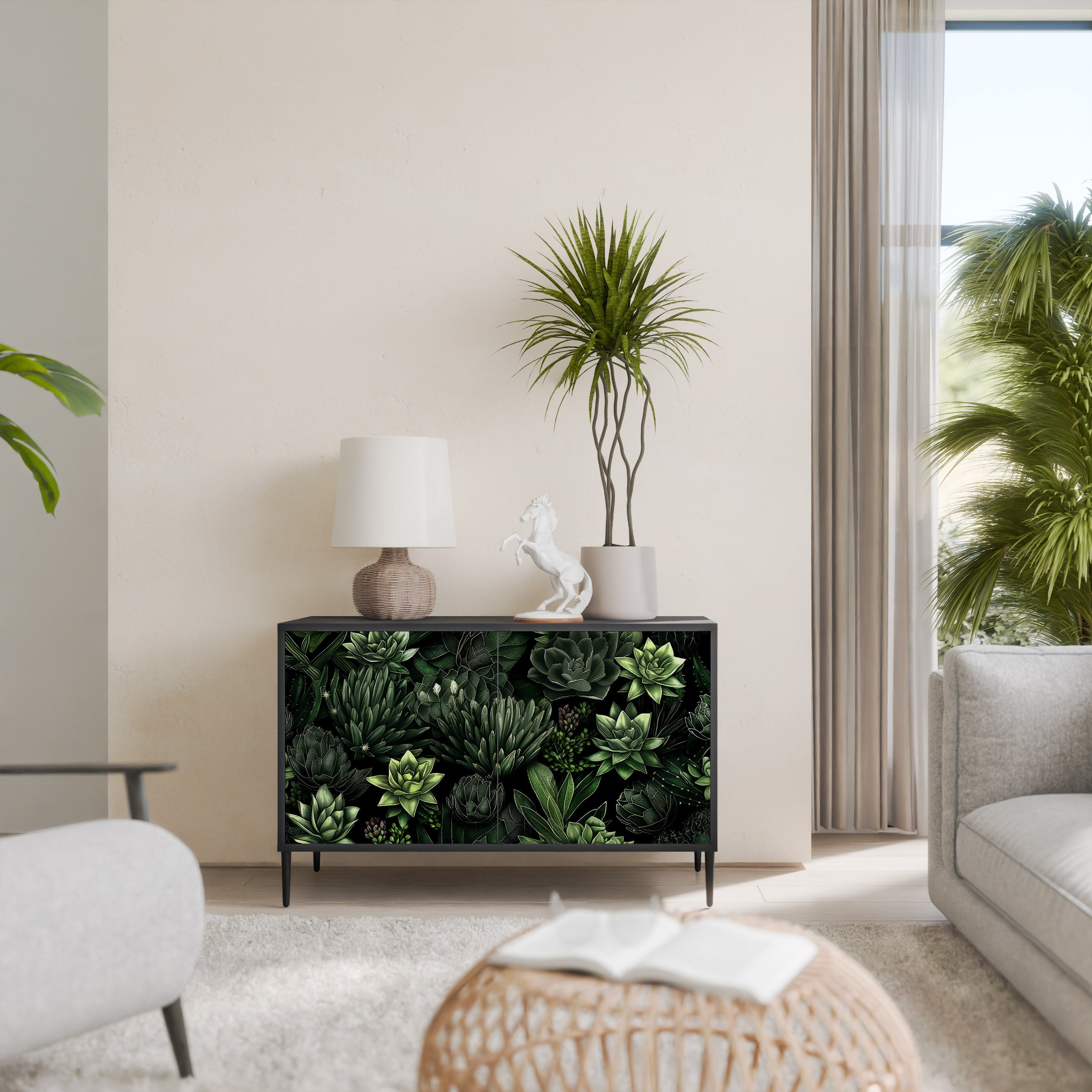 Μπουφές SUCCULENT JUNGLE με 2 πόρτες σε μαύρο φινίρισμα