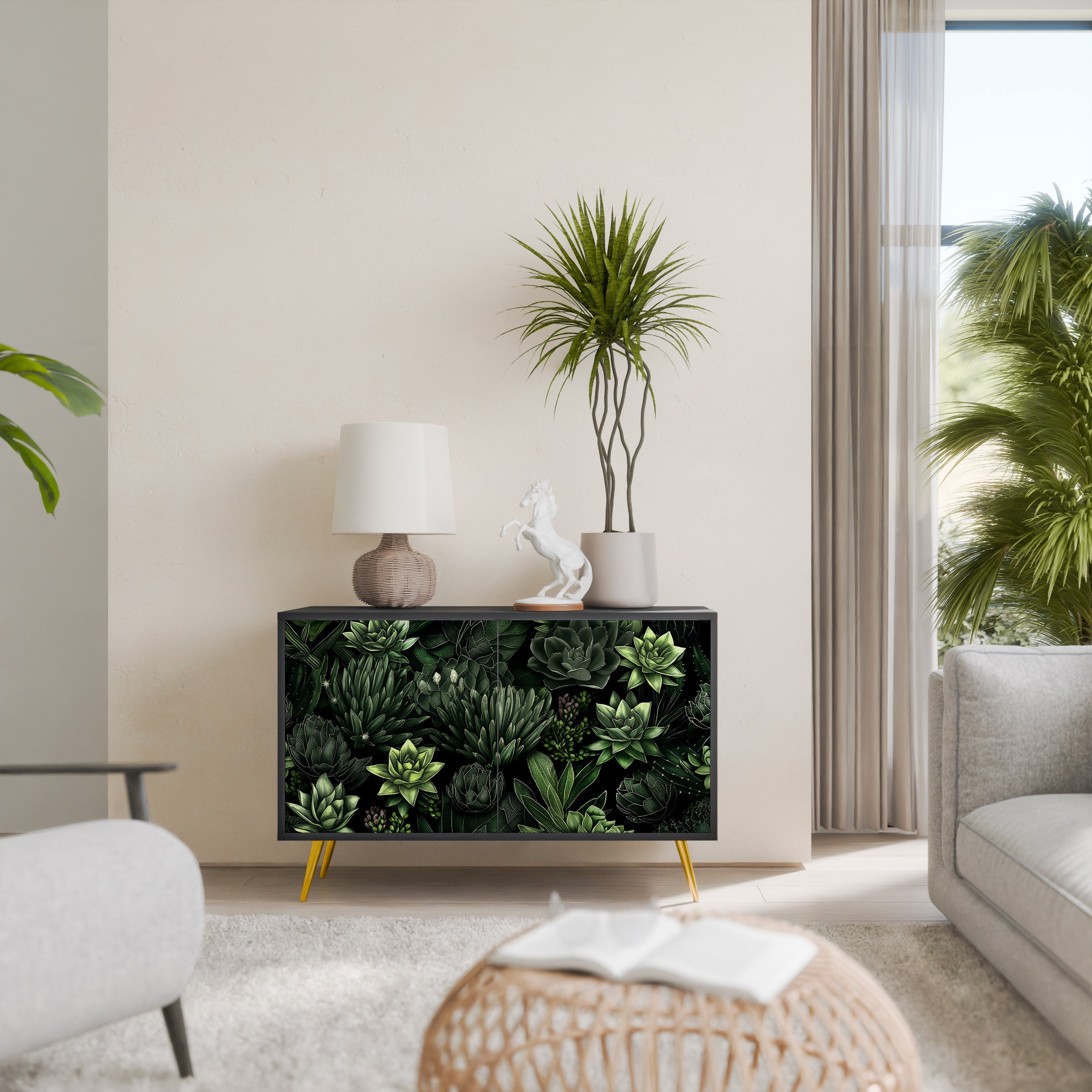 Μπουφές SUCCULENT JUNGLE με 2 πόρτες σε μαύρο φινίρισμα
